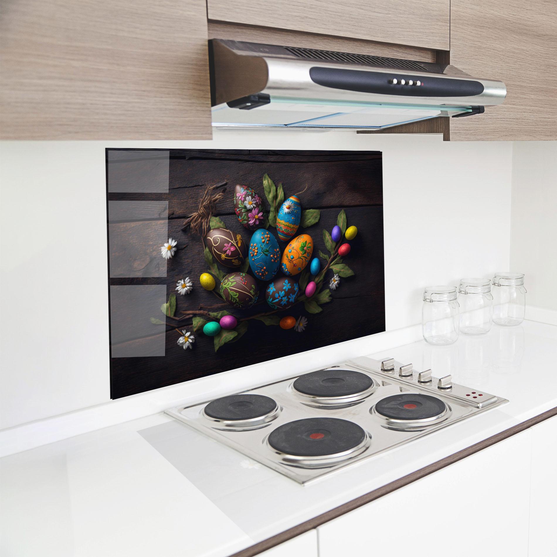 Panou Sticla Bucatarie Colorful Easter Decarations mockup 8