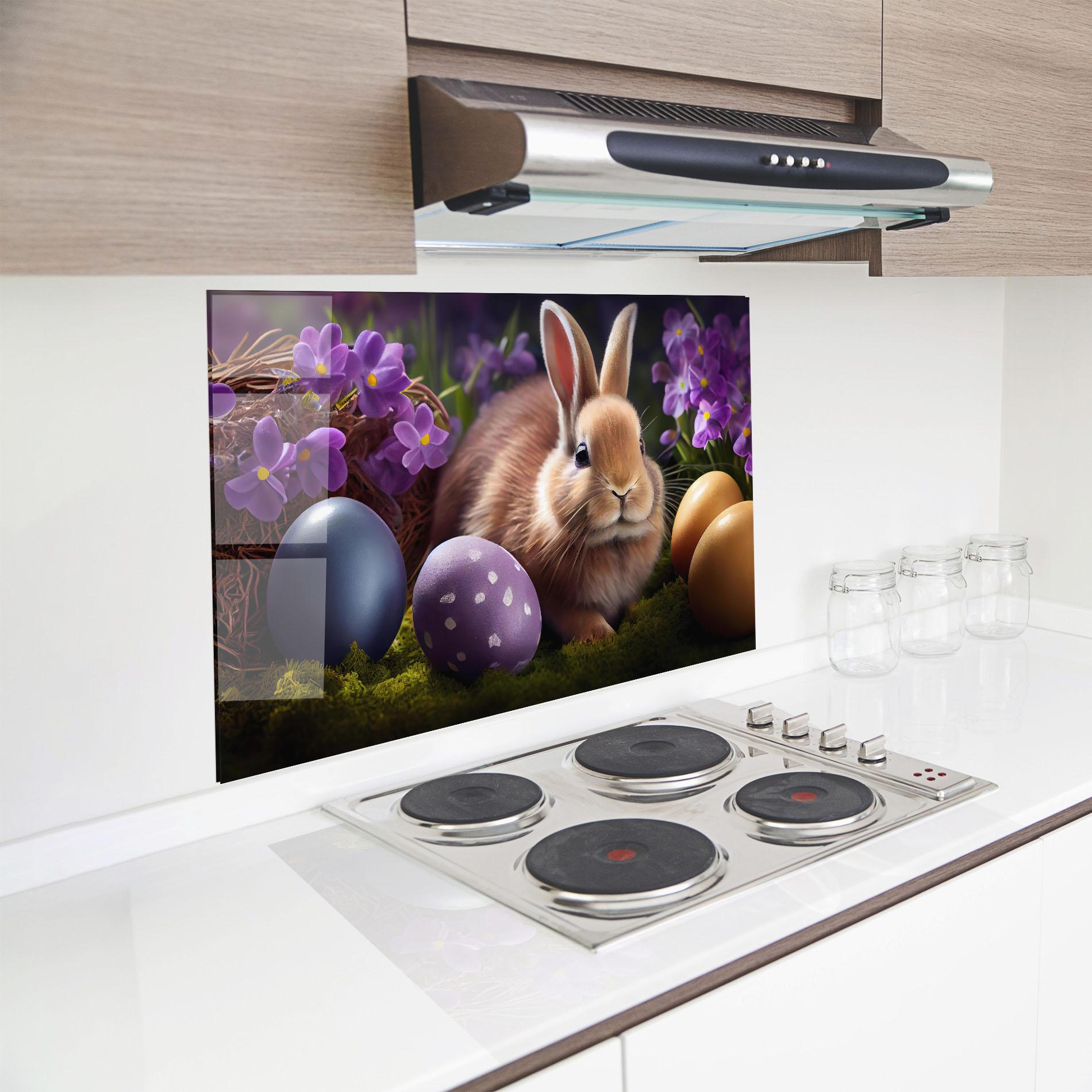 Panou Sticla Bucatarie Cute Easter Rabbit mockup 8