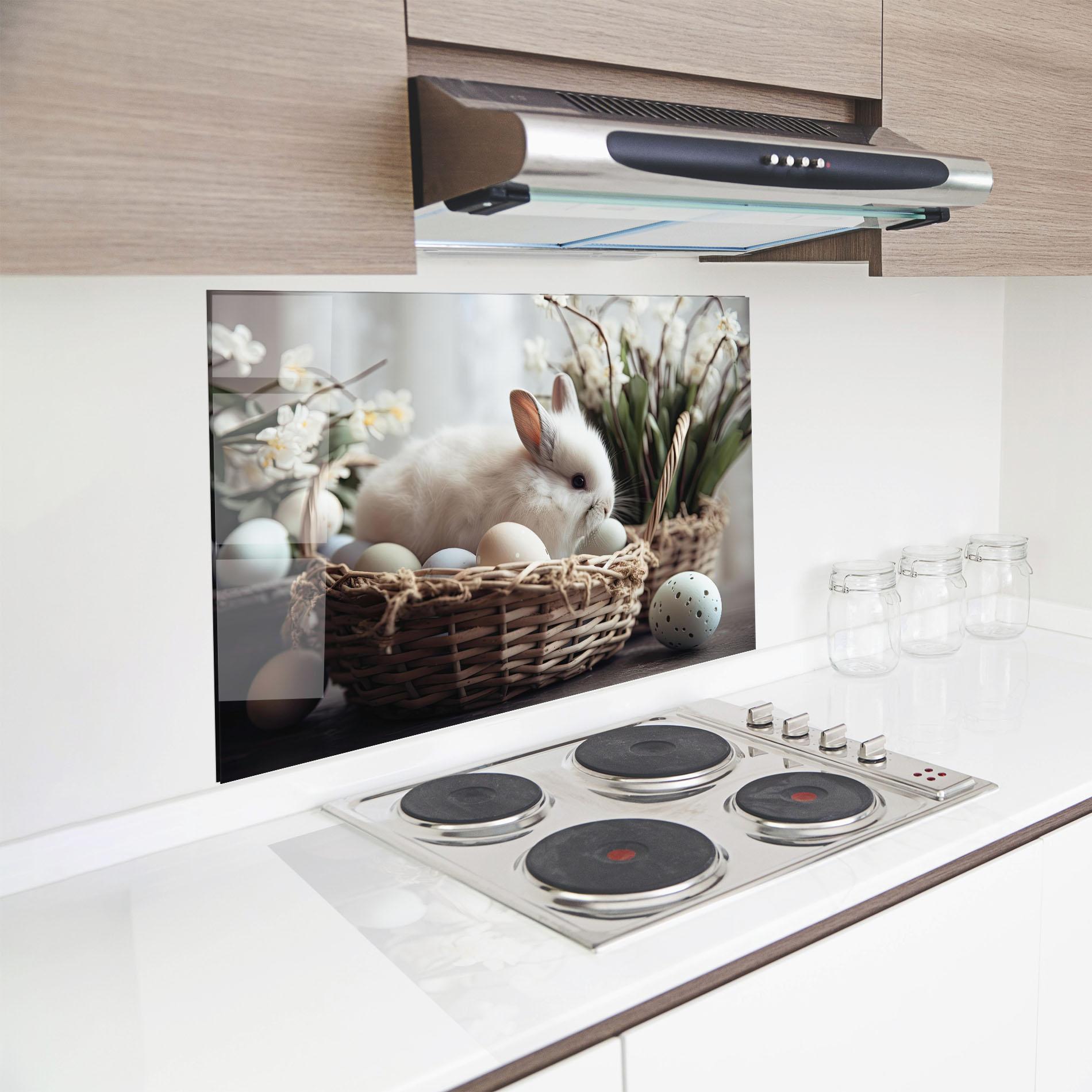 Panou Sticla Bucatarie Cute White Easter Eggs mockup 8