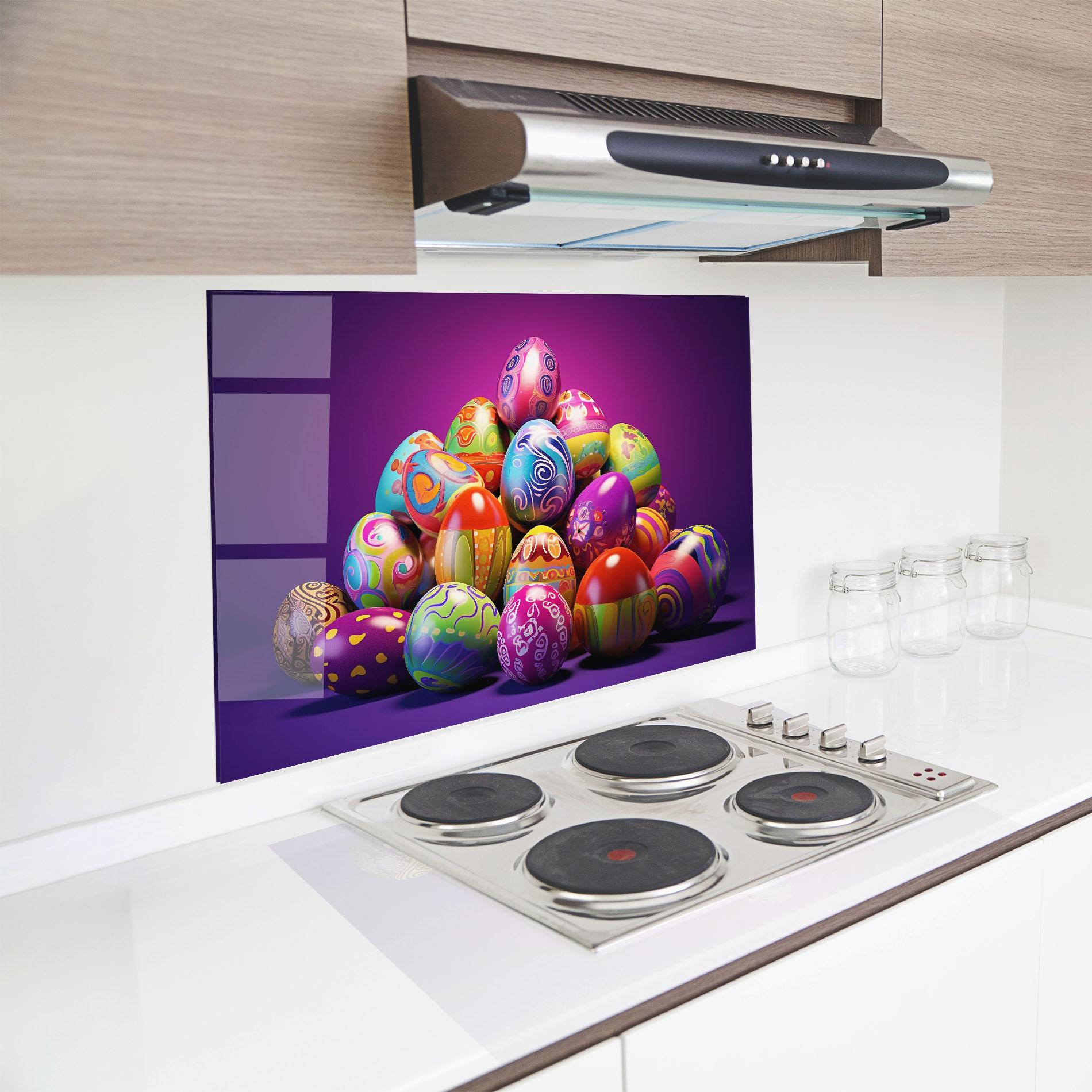 Panou Sticla Bucatarie Pile Colorful Eggs mockup 8