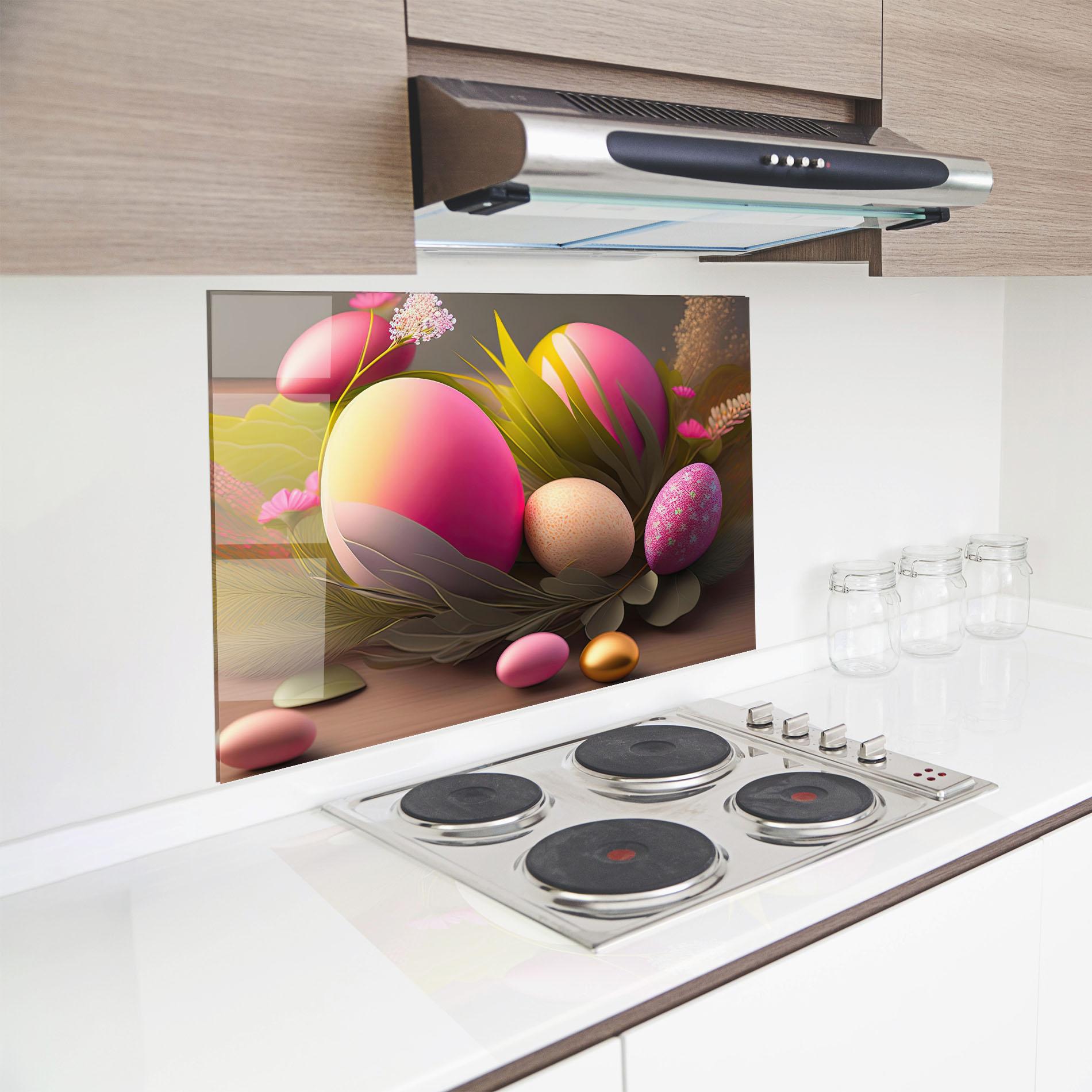 Panou Sticla Bucatarie Pink Easter Eggs mockup 8