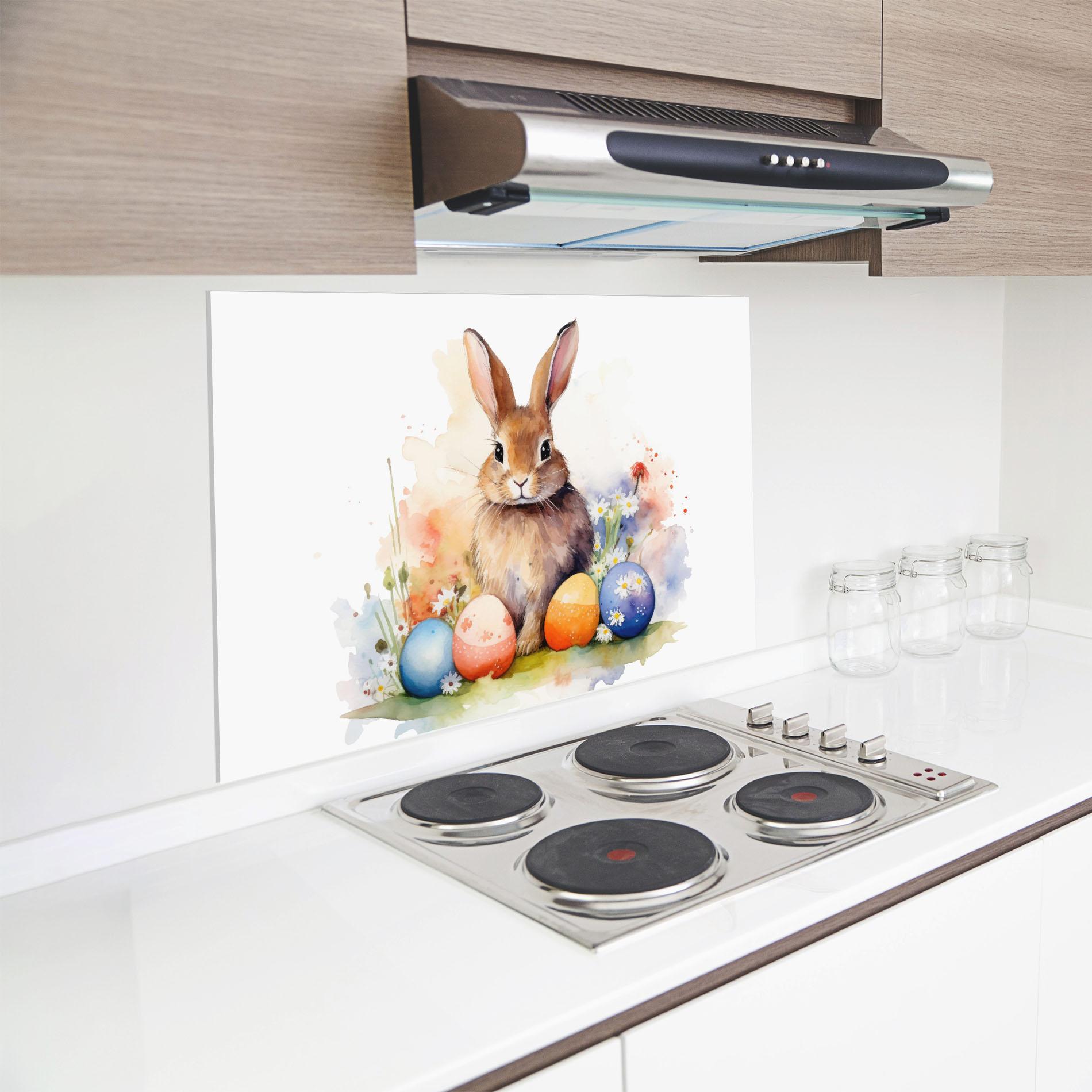 Panou Sticla Bucatarie Rabbit Easter Art mockup 8