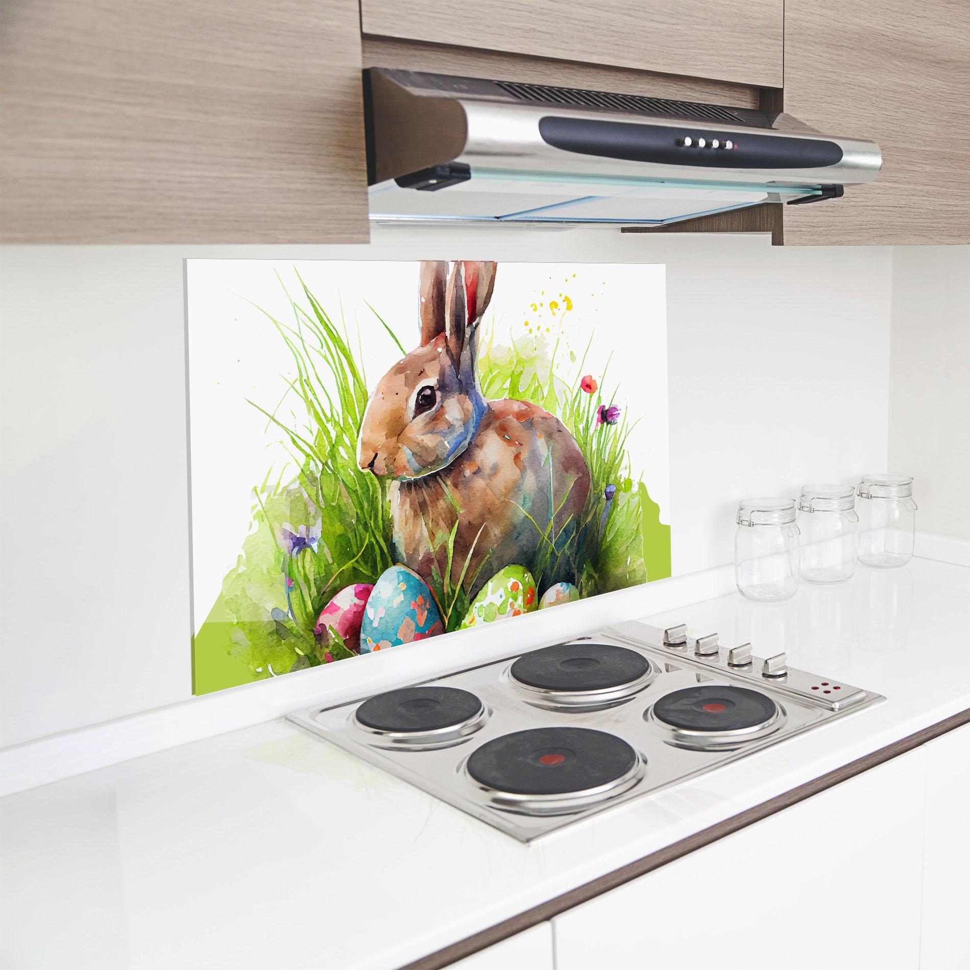 Panou Sticla Bucatarie Rabbit With Eggs mockup 8