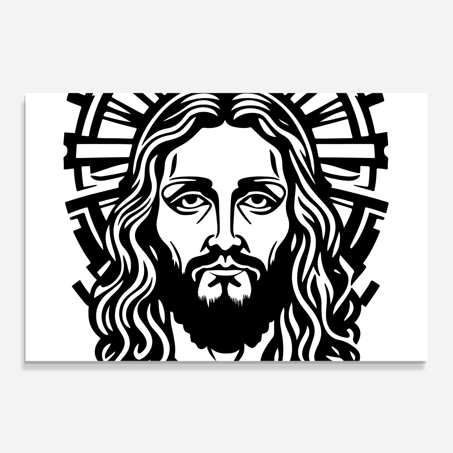 Panou Sticla Bucatarie Black Line Jesus mockup 0
