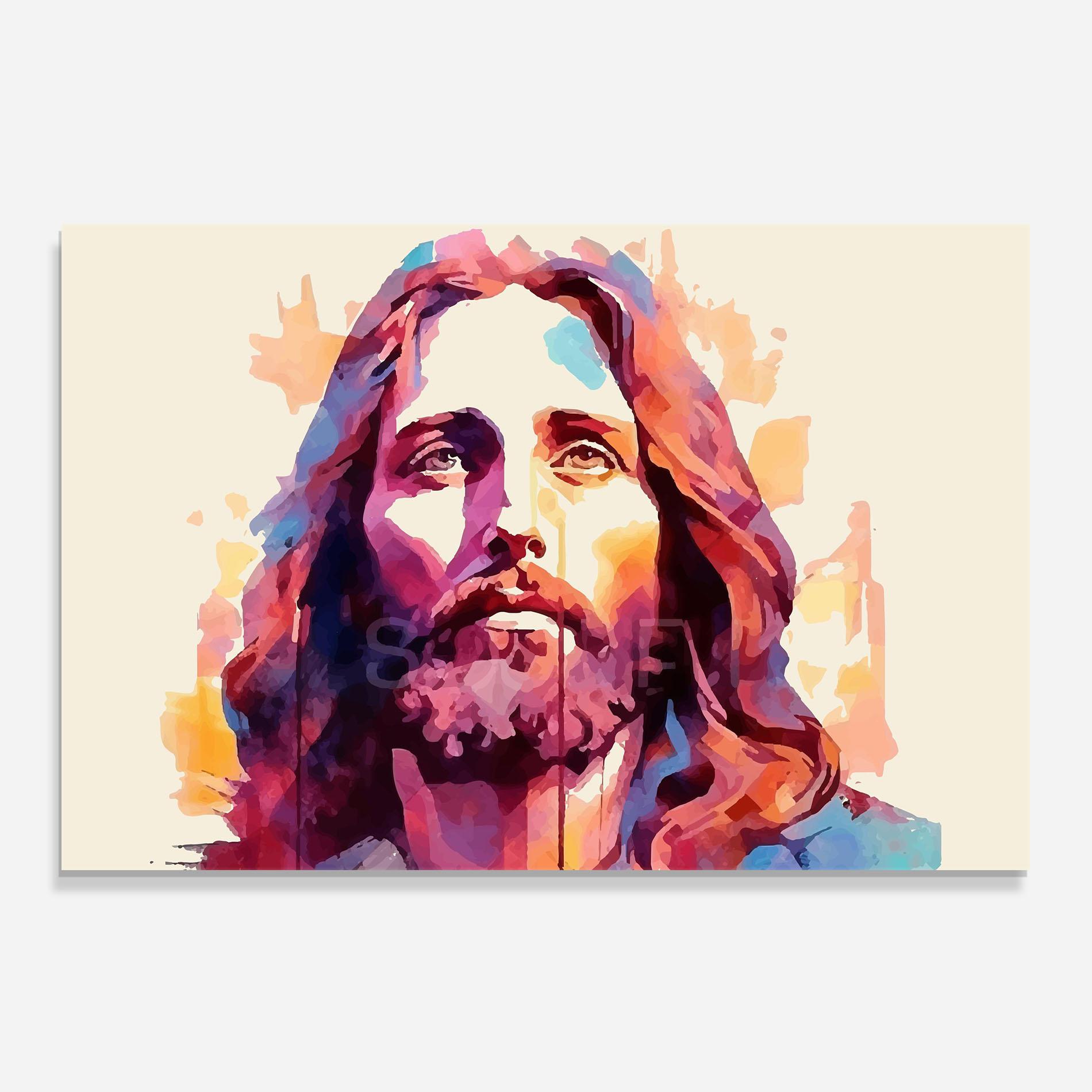 Panou Sticla Bucatarie Color Jesus mockup 0
