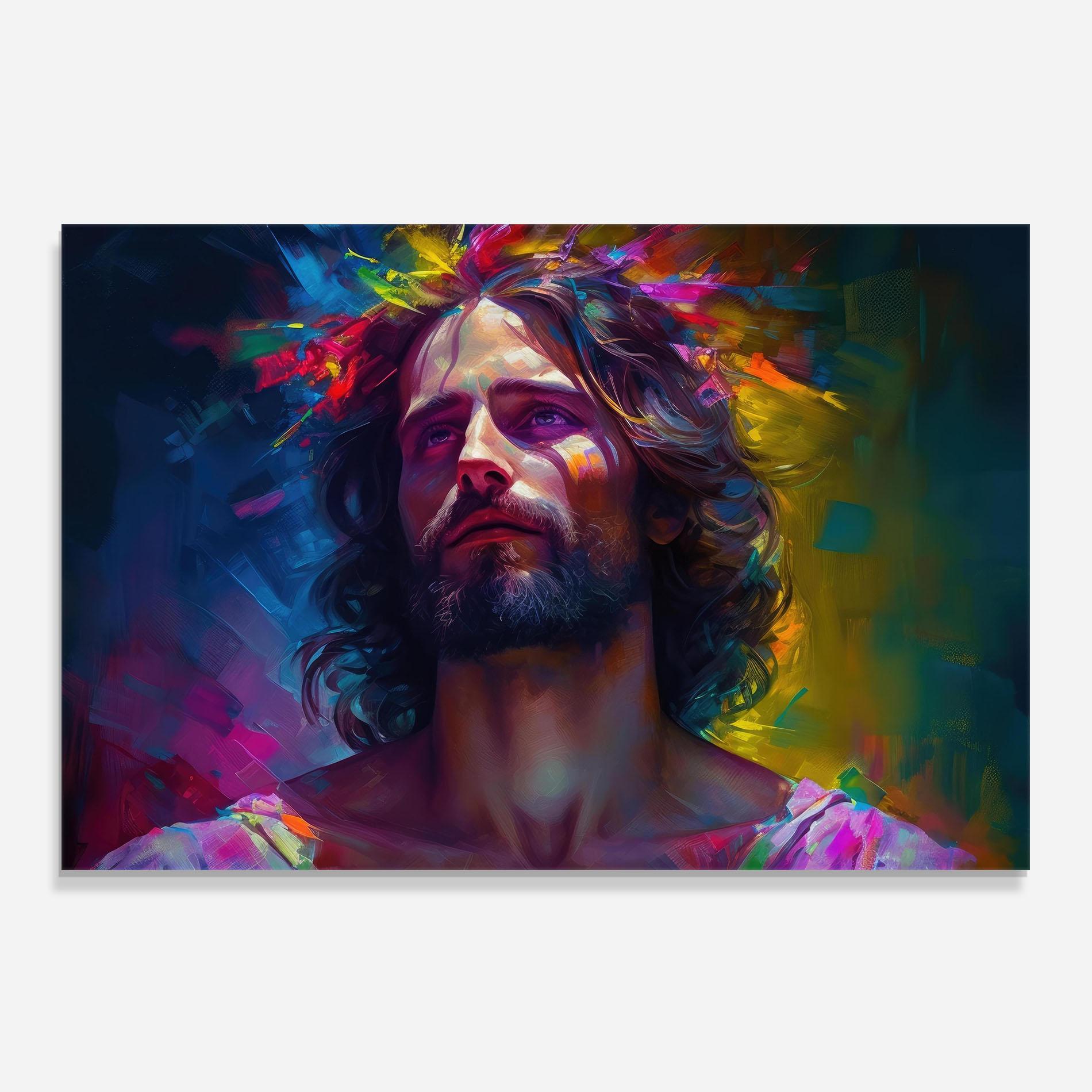 Panou Sticla Bucatarie Colorful Creative Jesus mockup 0
