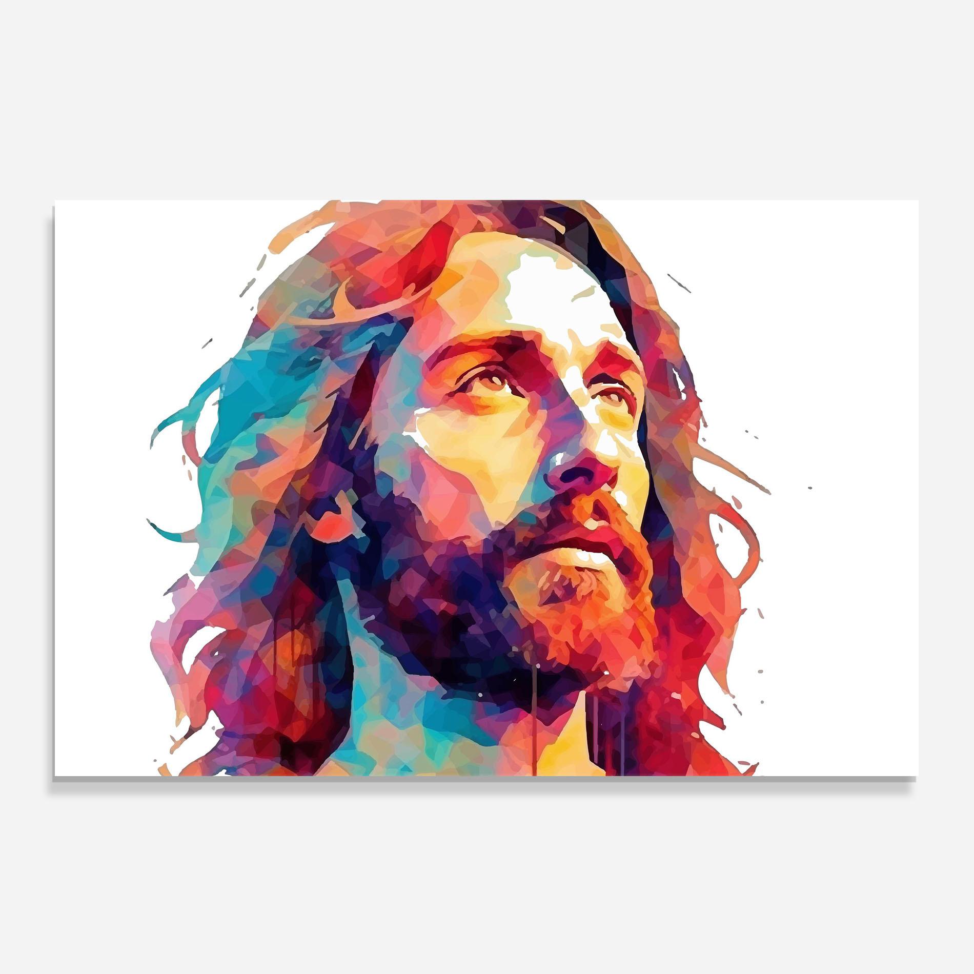 Panou Sticla Bucatarie Colorful Jesus mockup 0