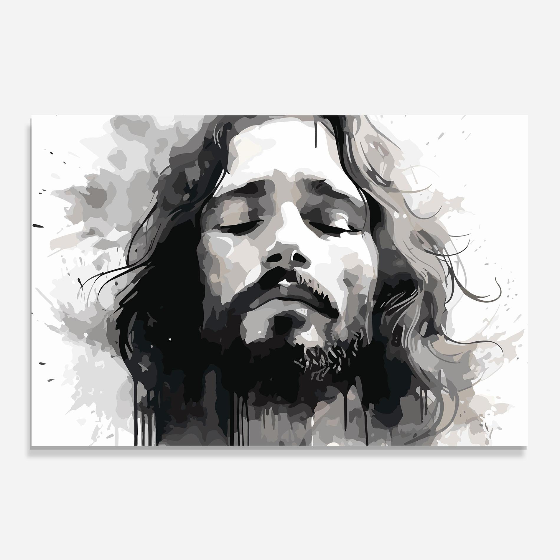 Panou Sticla Bucatarie Jesus Ink Art mockup 0