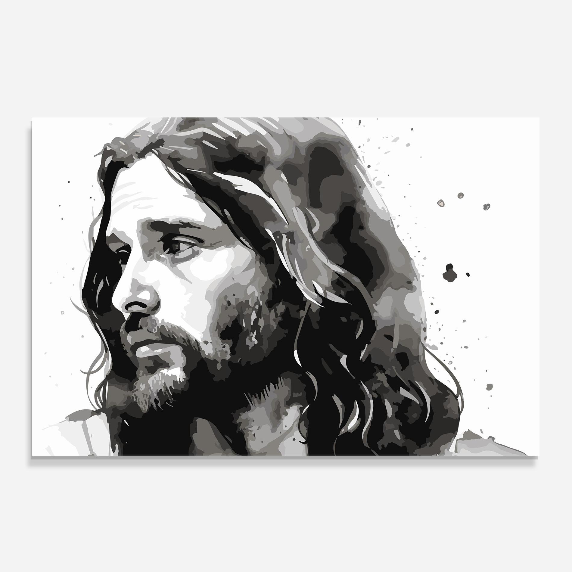Panou Sticla Bucatarie Jesus Watercolor mockup 0