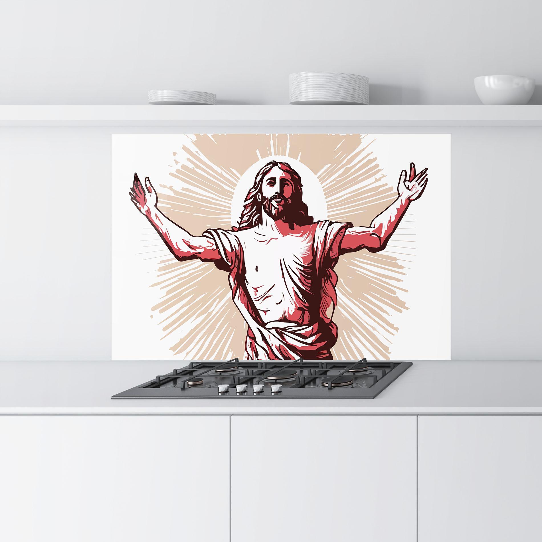 Panou Sticla Bucatarie Artistic Jesus mockup 9