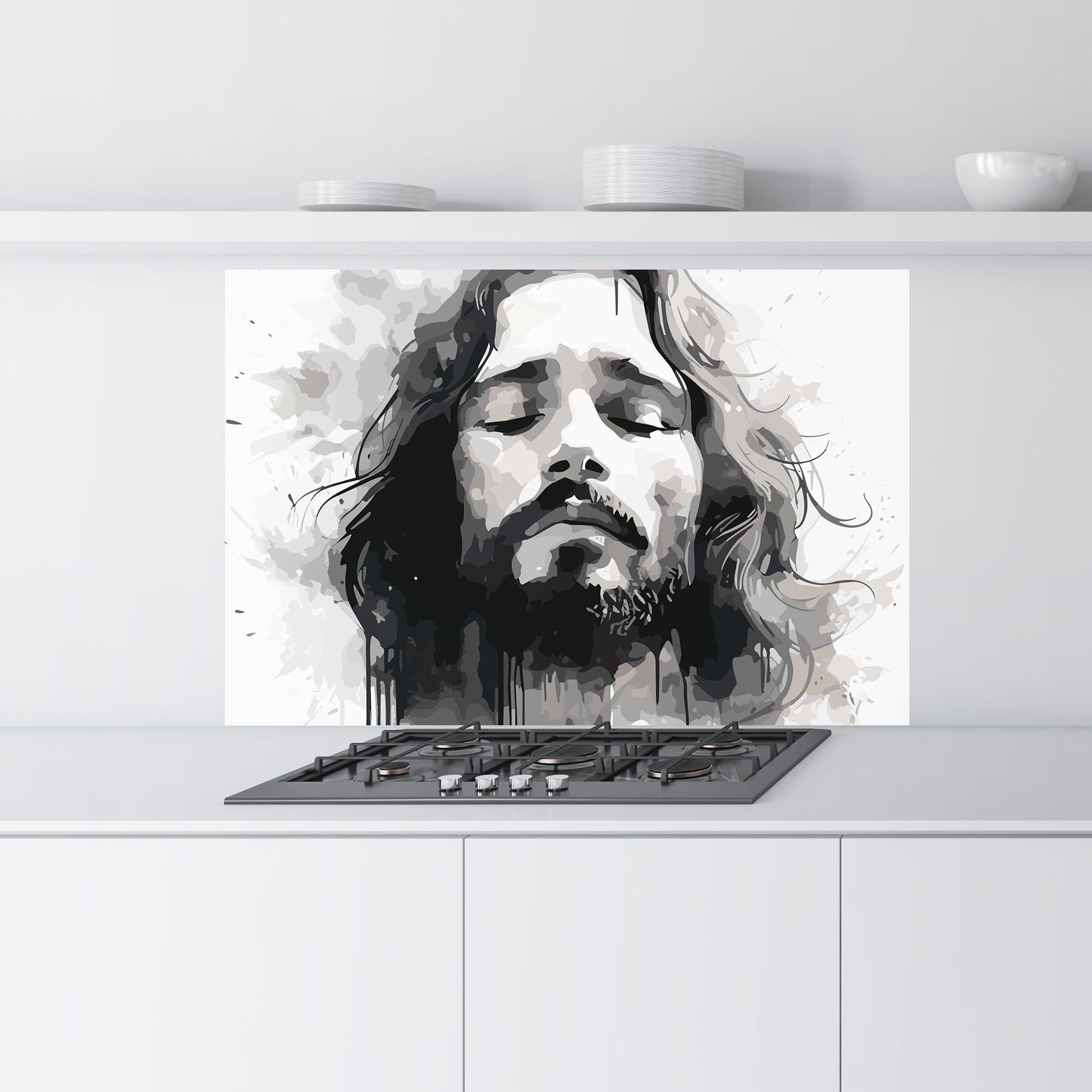 Panou Sticla Bucatarie Jesus Ink Art mockup 9