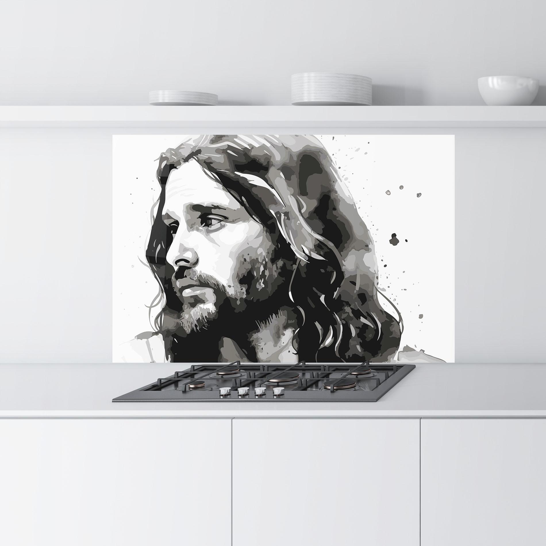 Panou Sticla Bucatarie Jesus Watercolor mockup 9