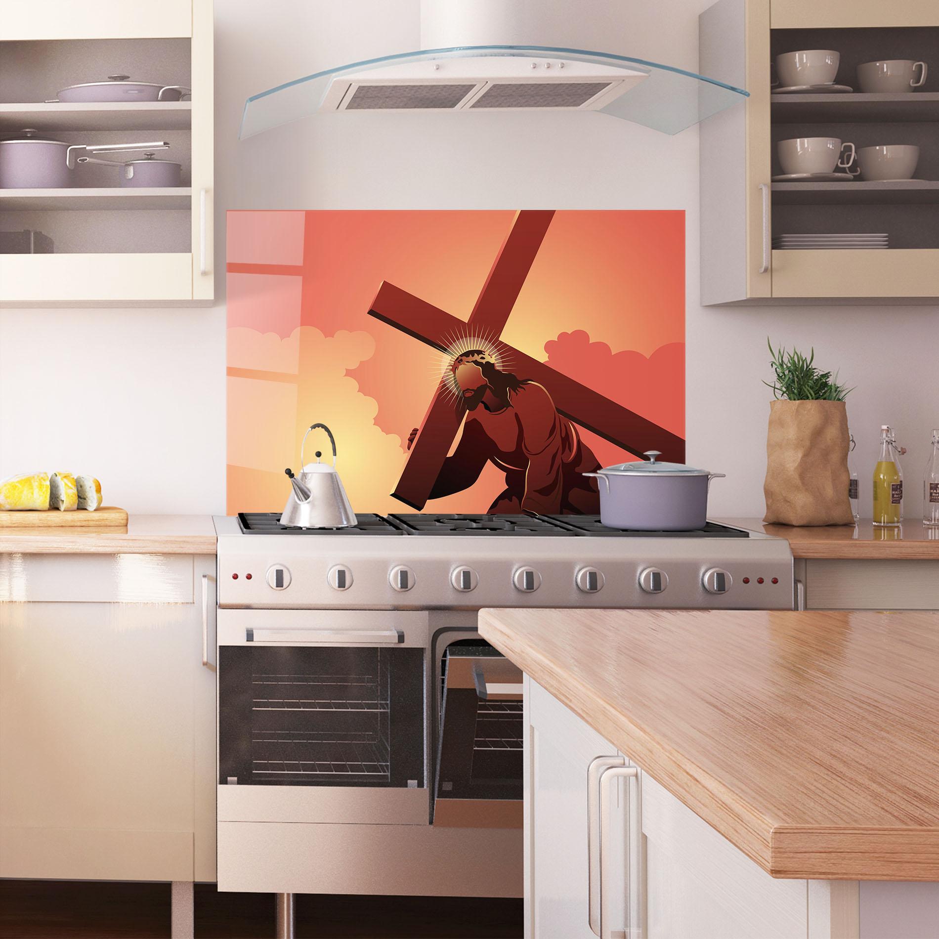 Panou Sticla Bucatarie Holding The Cross mockup 1