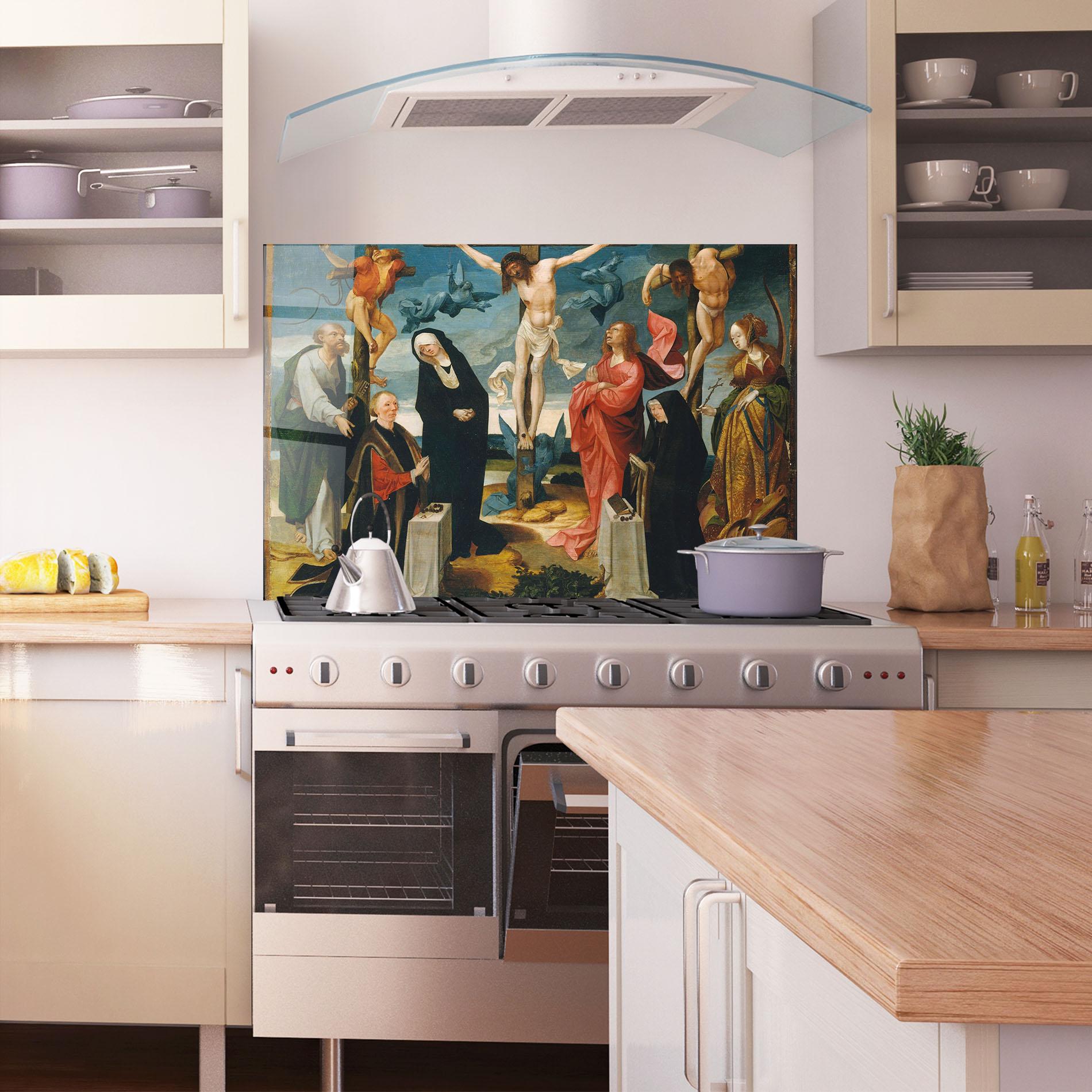 Panou Sticla Bucatarie Jesus Cross Birds mockup 1