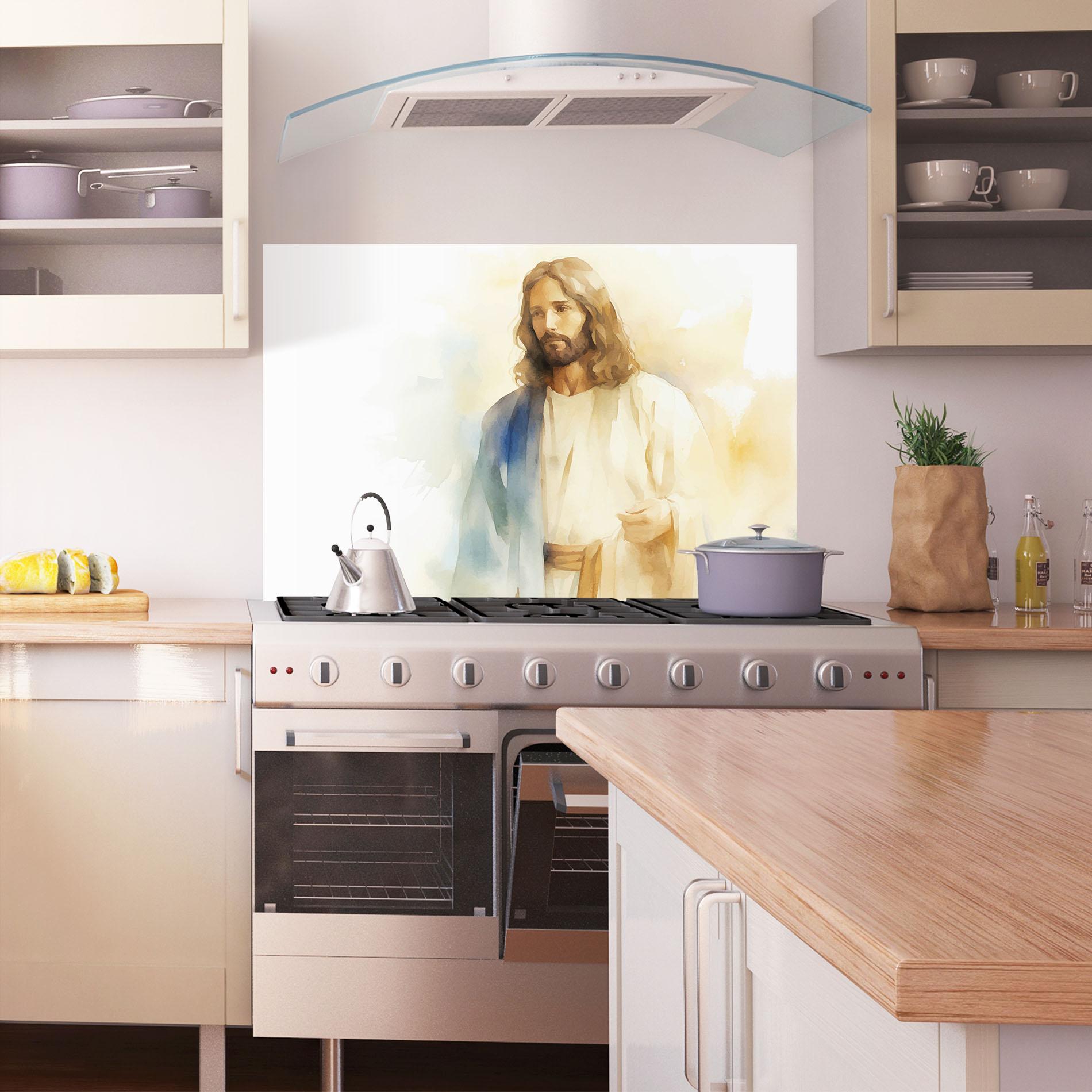 Panou Sticla Bucatarie Jesus Light Art mockup 1