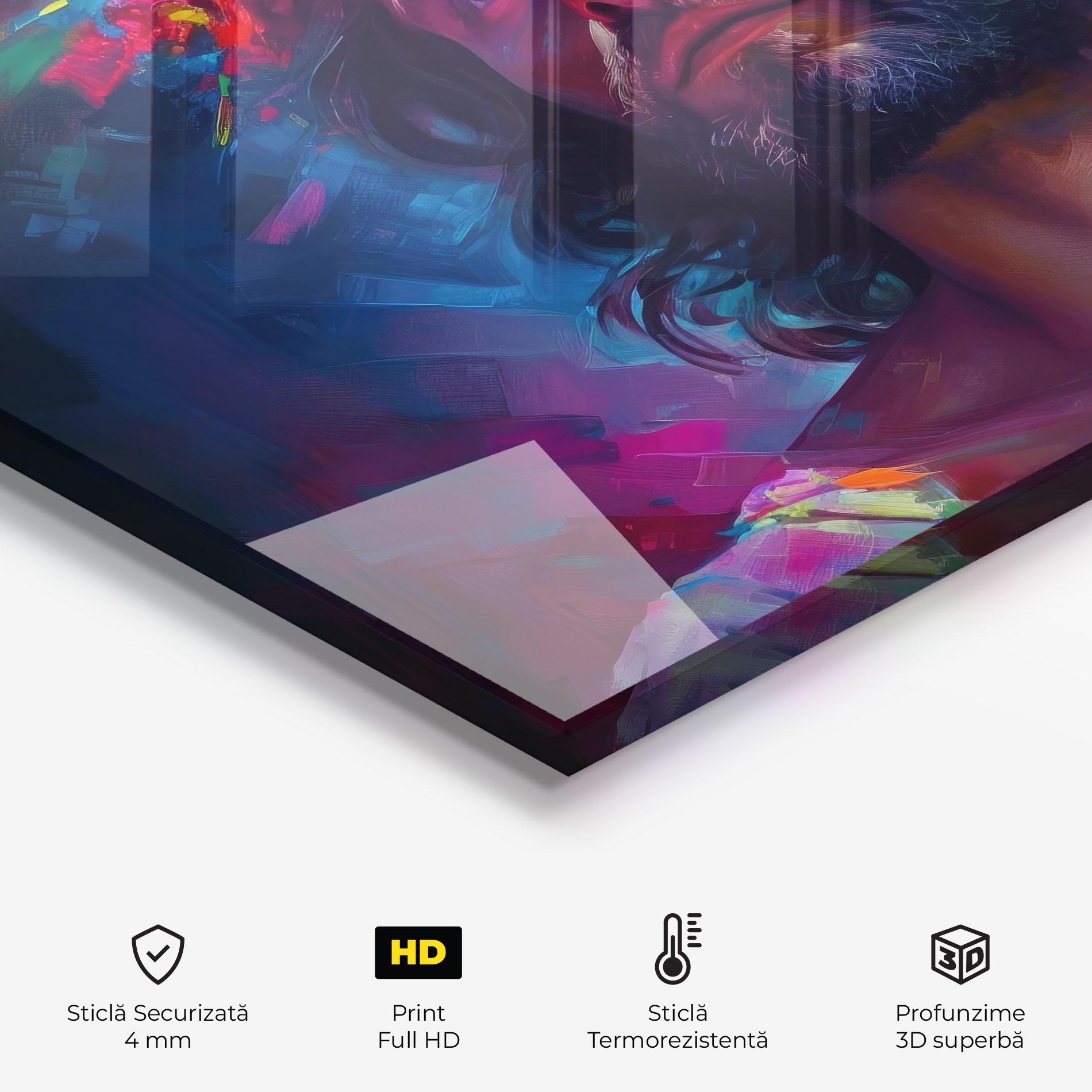 Panou Sticla Bucatarie Colorful Creative Jesus mockup 2