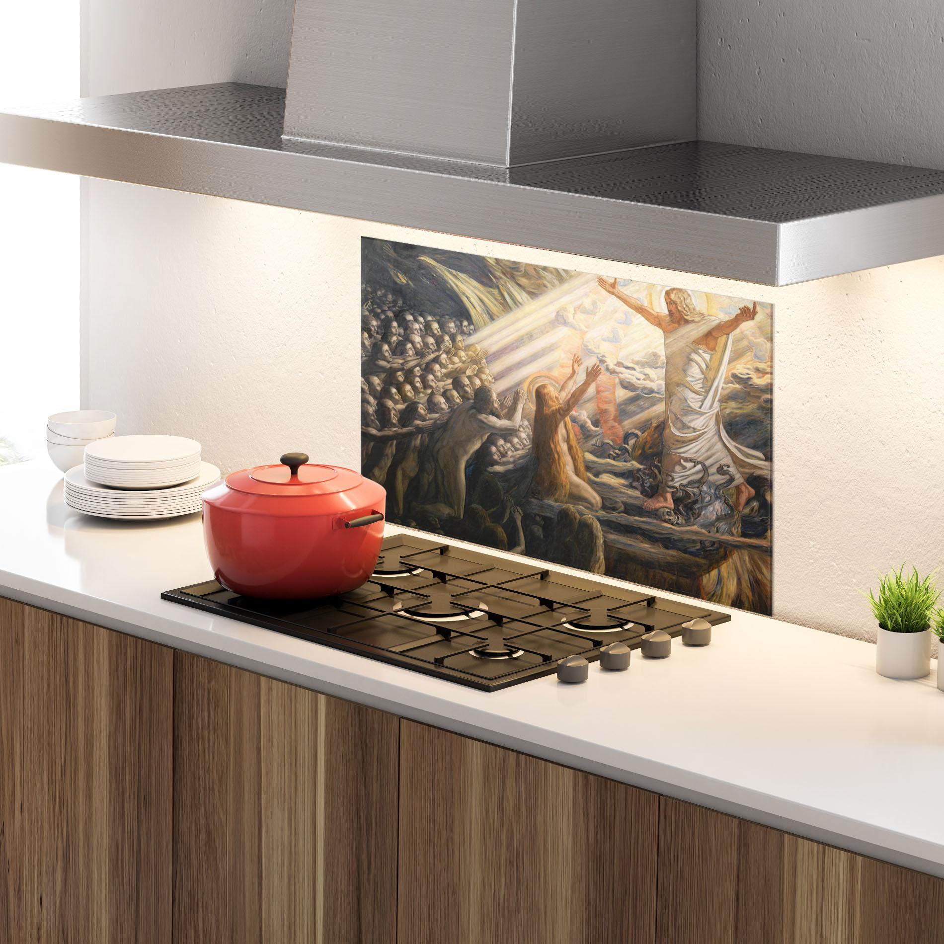 Panou Sticla Bucatarie Devine Jesus Art mockup 4