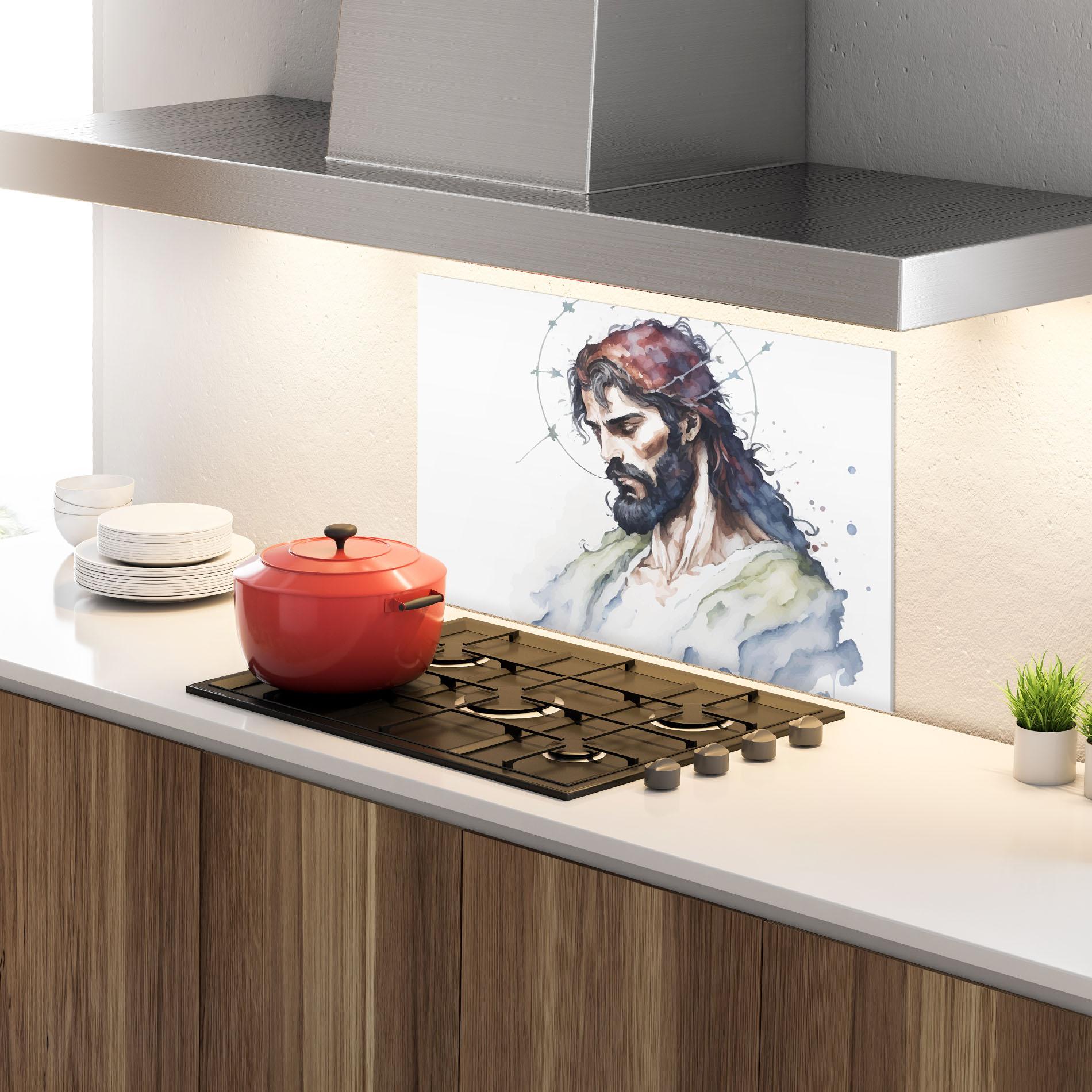 Panou Sticla Bucatarie Jesus Art mockup 4