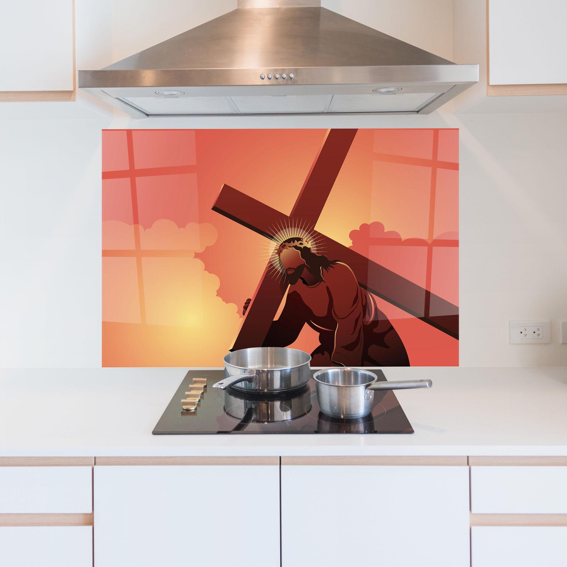 Panou Sticla Bucatarie Holding The Cross mockup 5