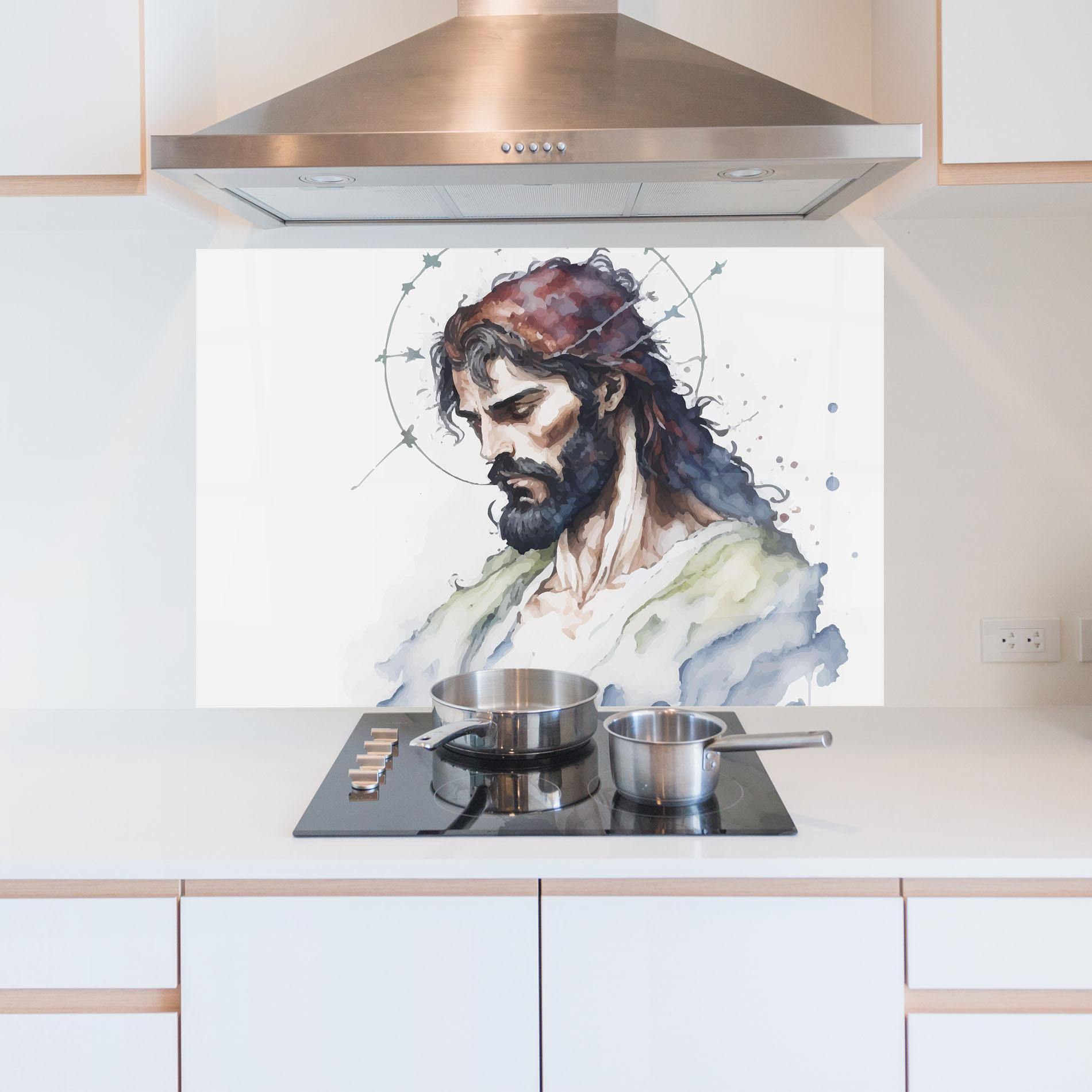 Panou Sticla Bucatarie Jesus Art mockup 5