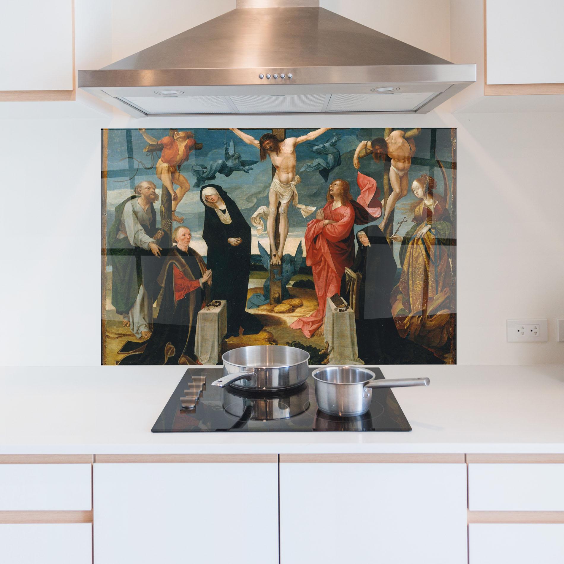 Panou Sticla Bucatarie Jesus Cross Birds mockup 5