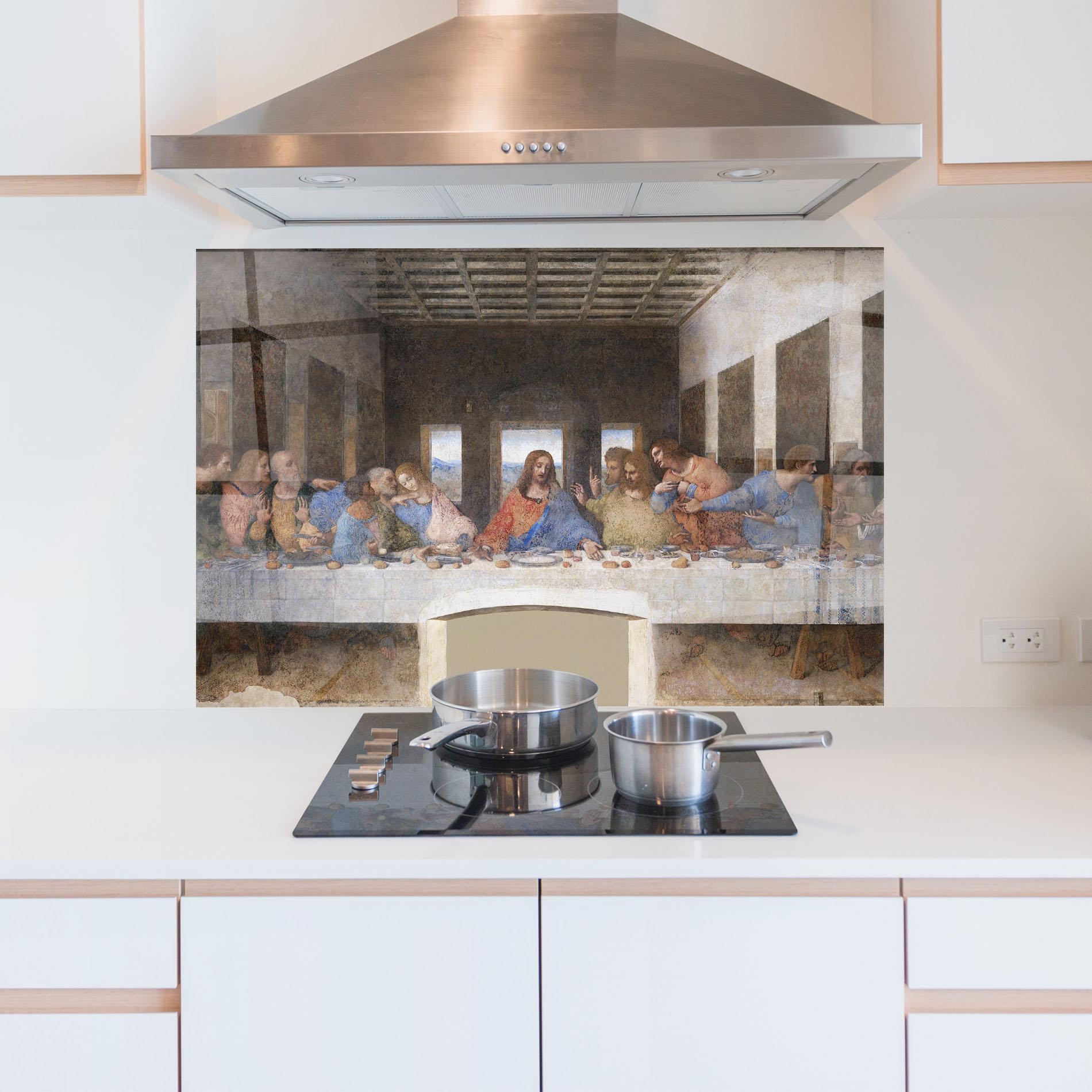 Panou Sticla Bucatarie Jesus Eating mockup 5