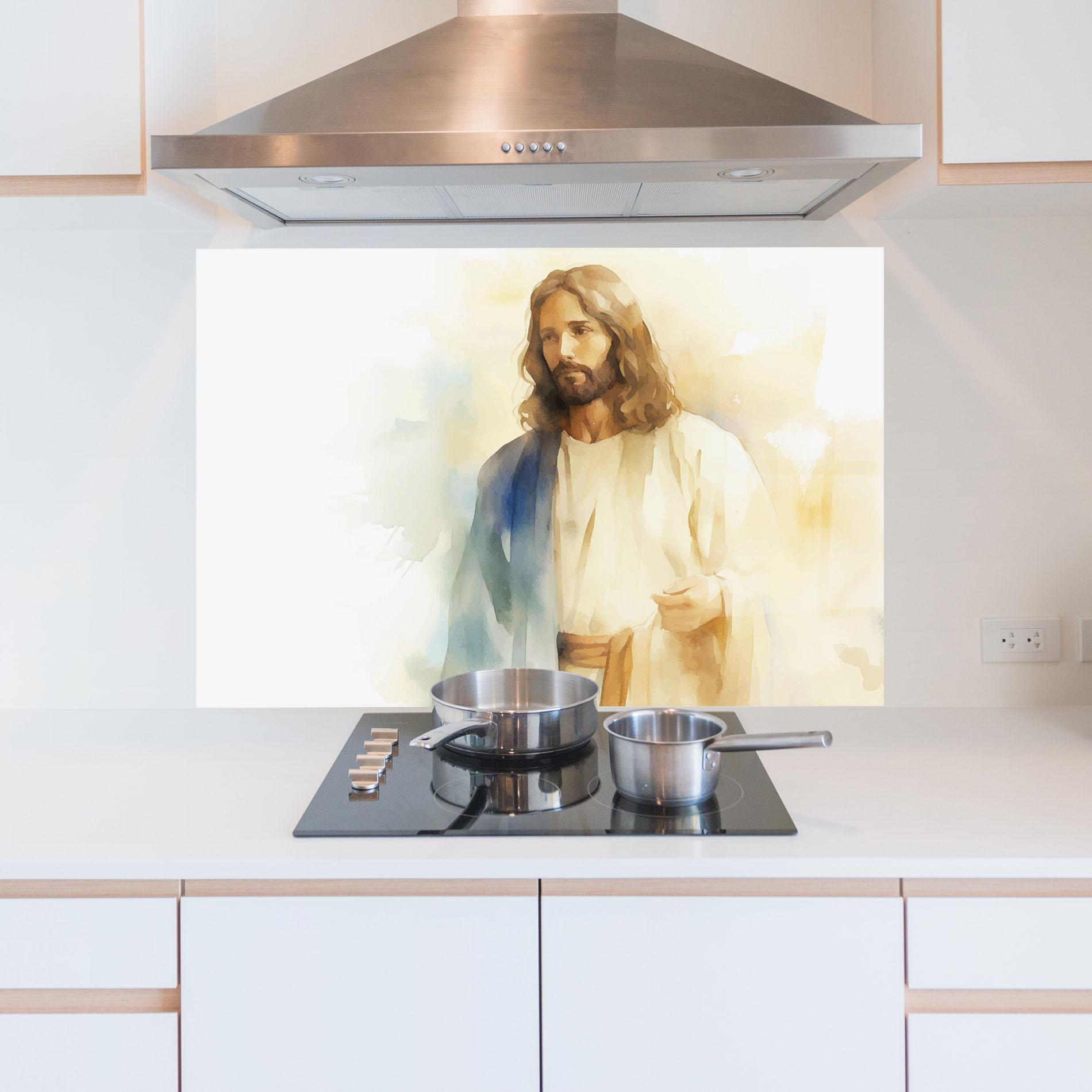 Panou Sticla Bucatarie Jesus Light Art mockup 5