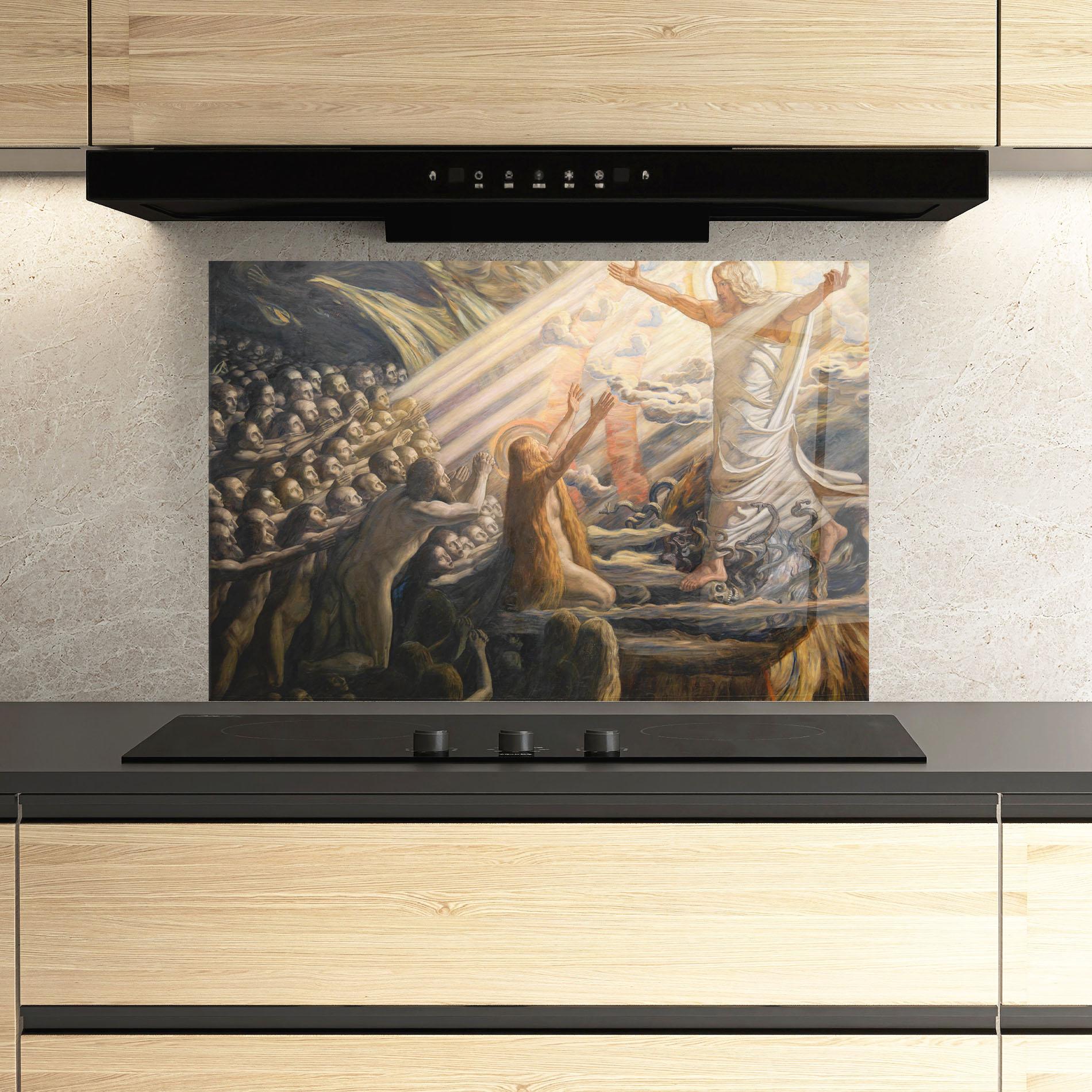 Panou Sticla Bucatarie Devine Jesus Art mockup 3