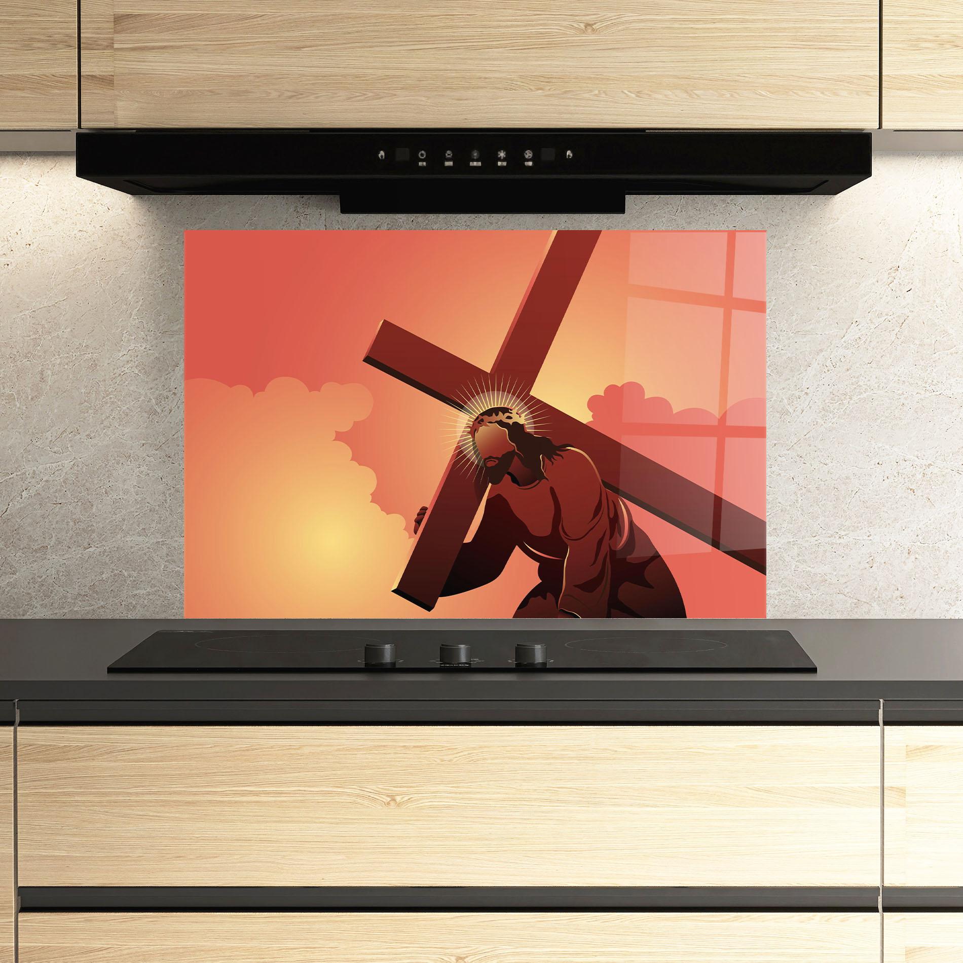 Panou Sticla Bucatarie Holding The Cross mockup 3