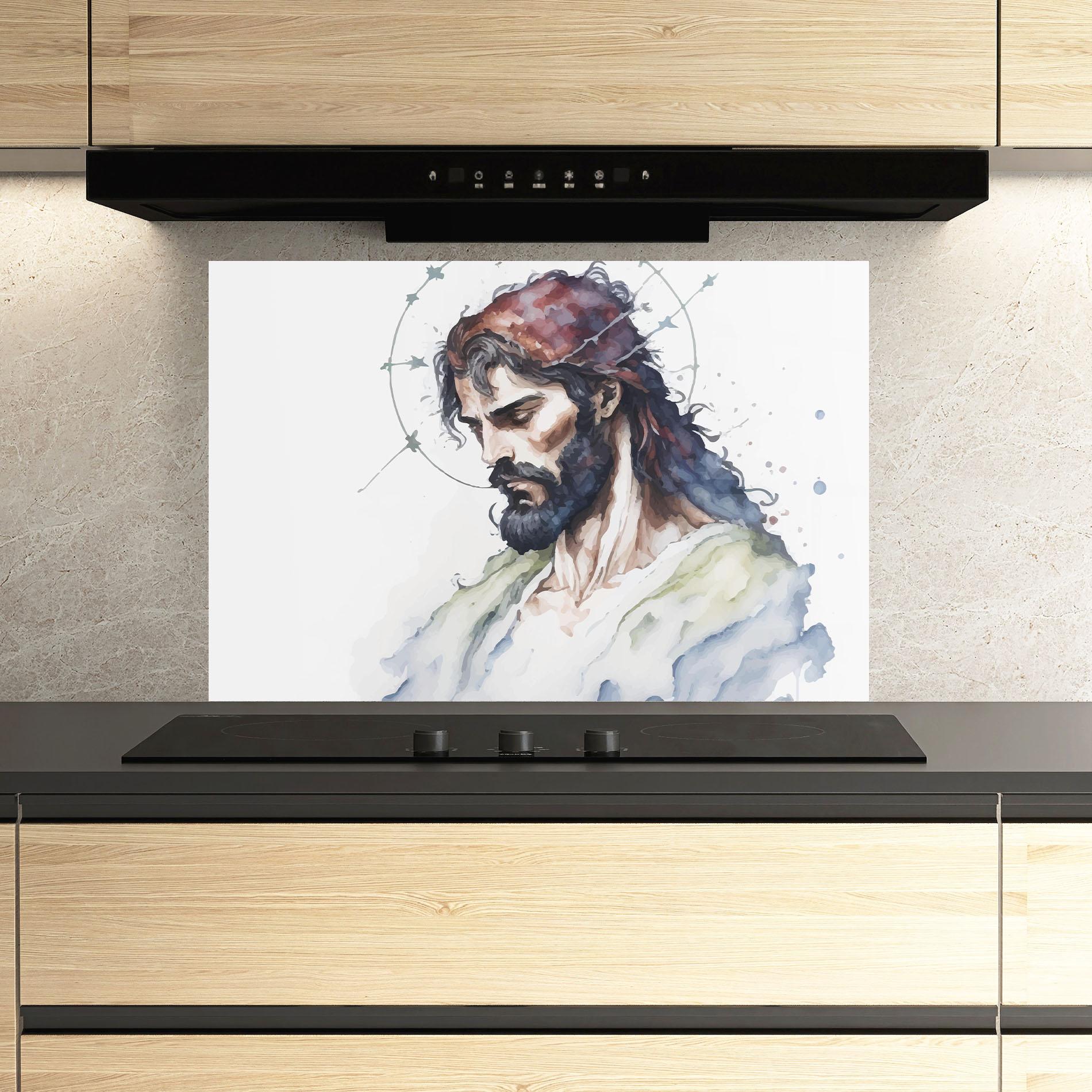 Panou Sticla Bucatarie Jesus Art mockup 3
