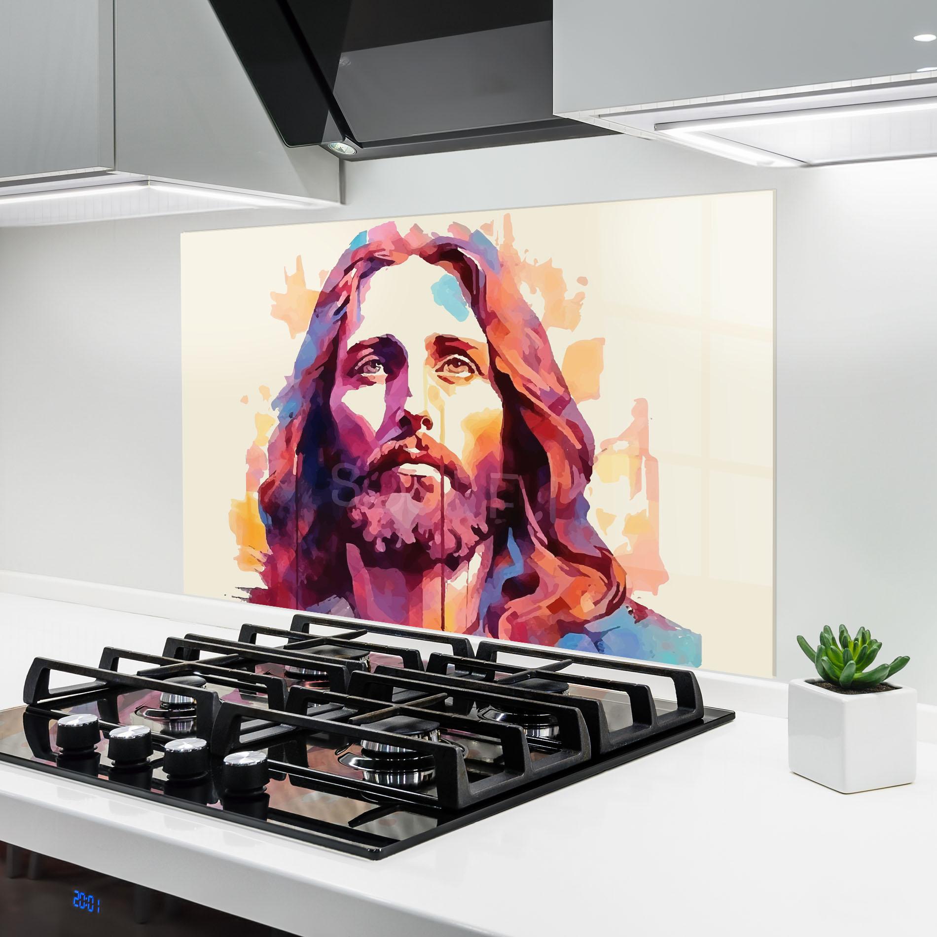 Panou Sticla Bucatarie Color Jesus mockup 6