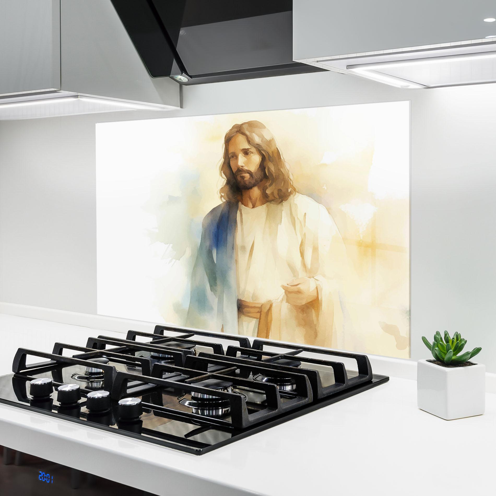 Panou Sticla Bucatarie Jesus Light Art mockup 6