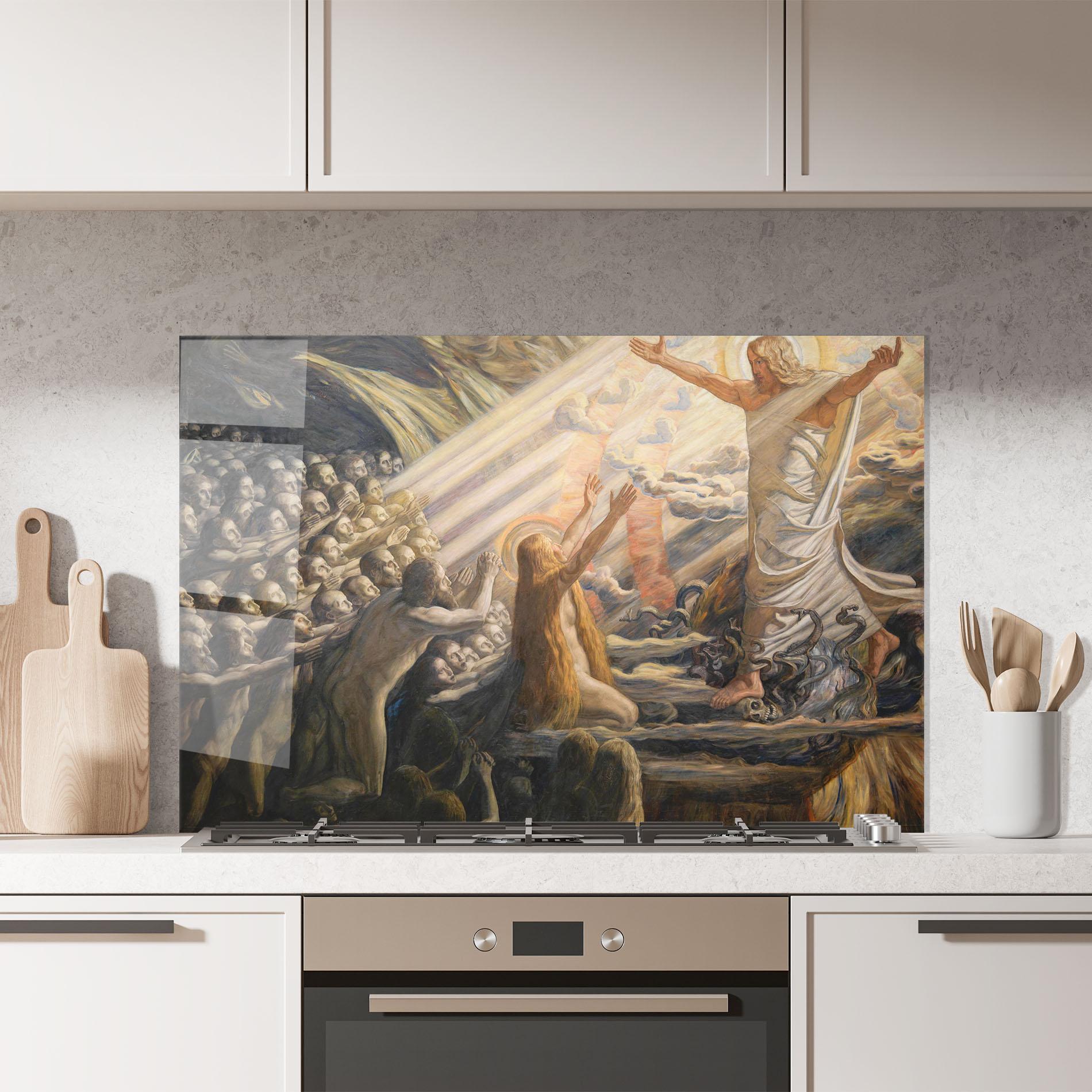 Panou Sticla Bucatarie Devine Jesus Art mockup 7