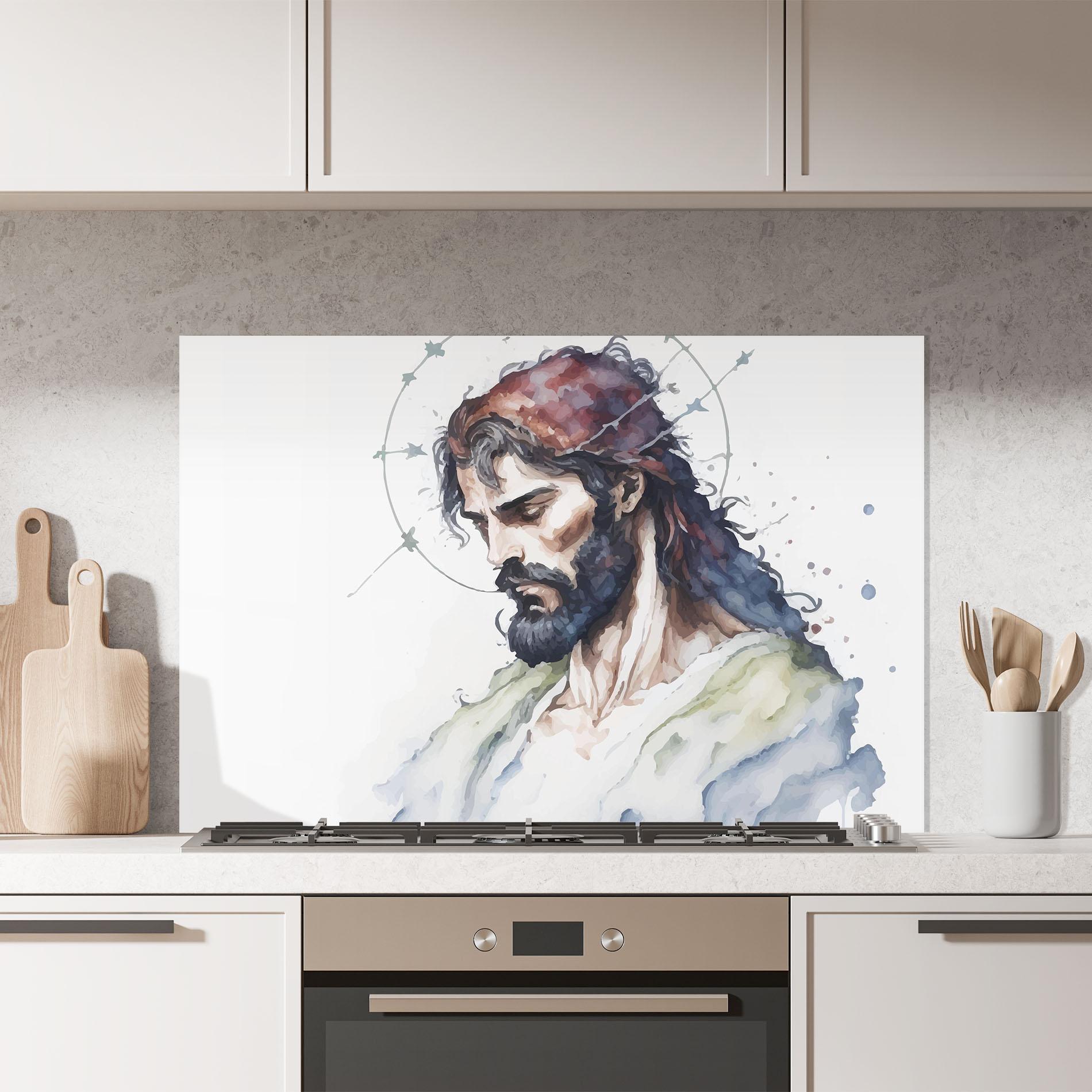 Panou Sticla Bucatarie Jesus Art mockup 7