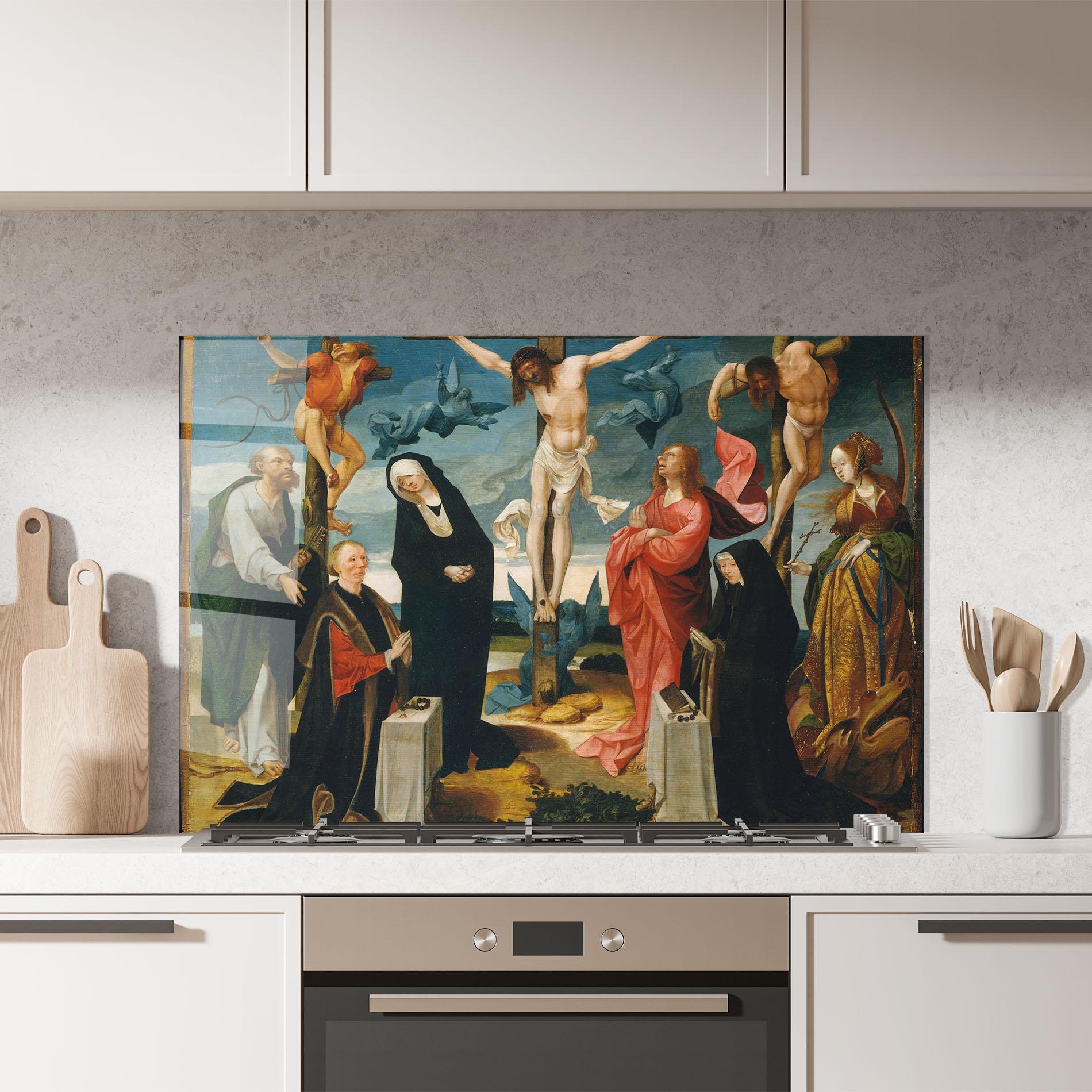 Panou Sticla Bucatarie Jesus Cross Birds mockup 7