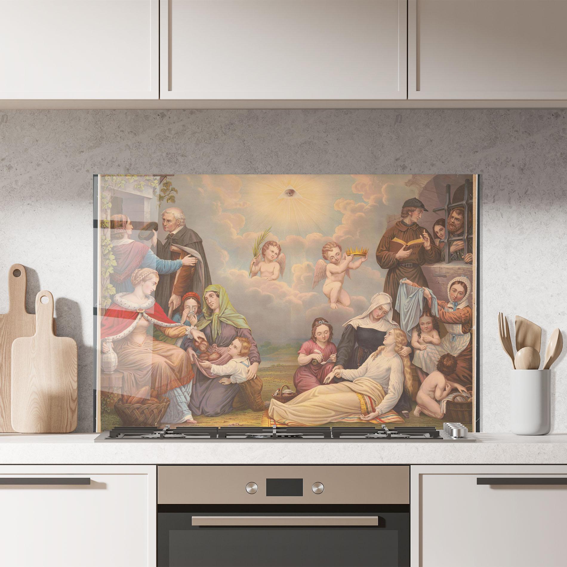 Panou Sticla Bucatarie Jesus Old Painting mockup 7