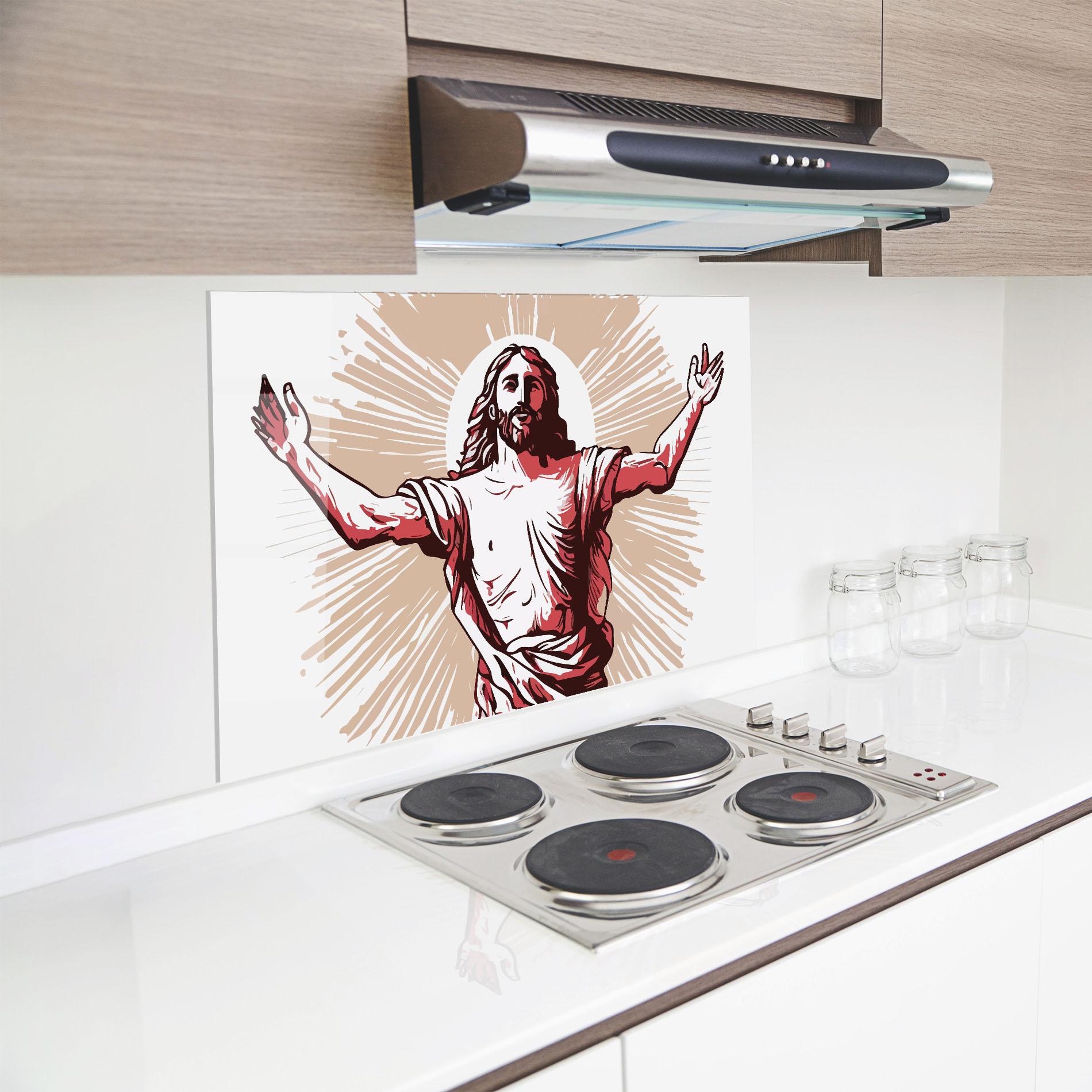 Panou Sticla Bucatarie Artistic Jesus mockup 8