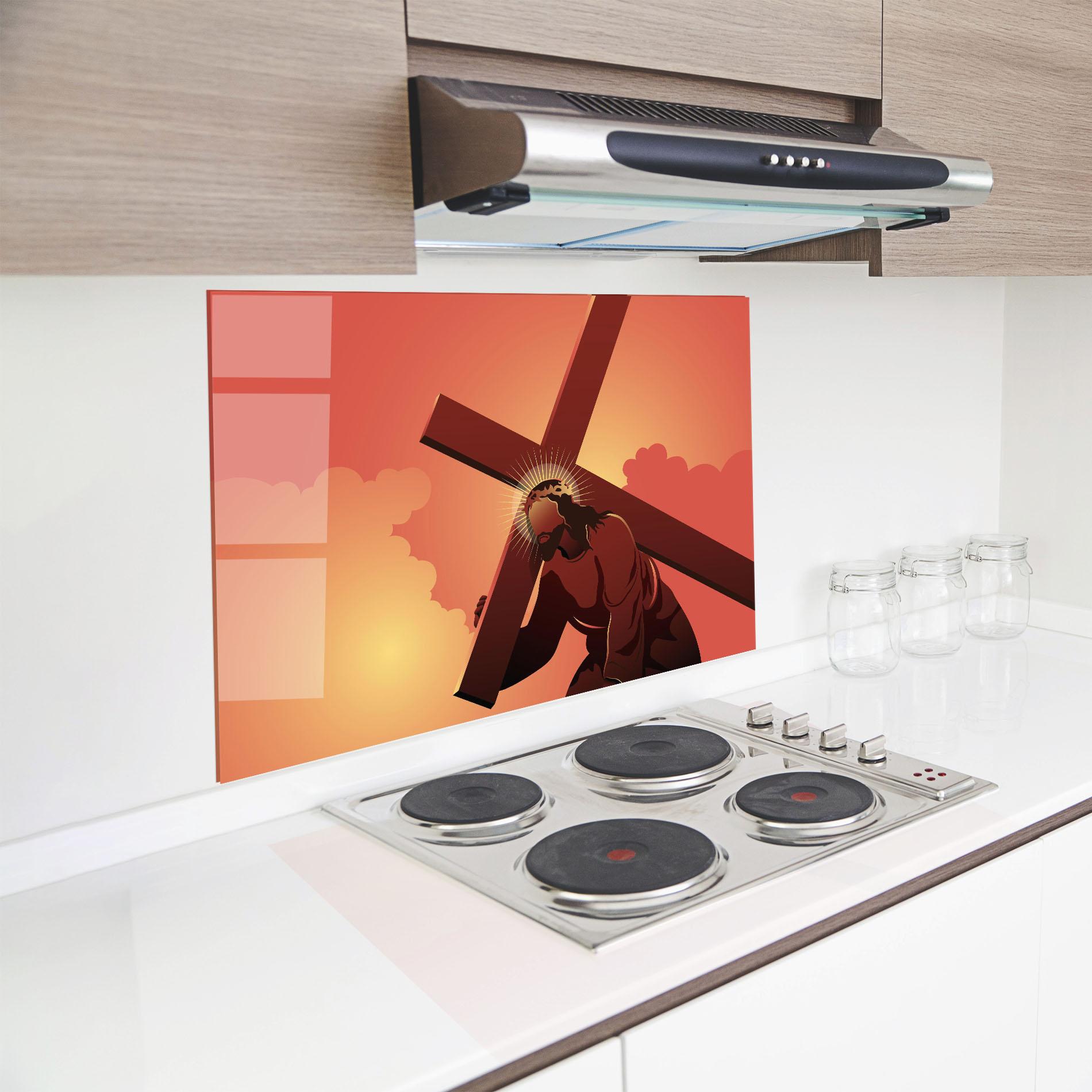 Panou Sticla Bucatarie Holding The Cross mockup 8