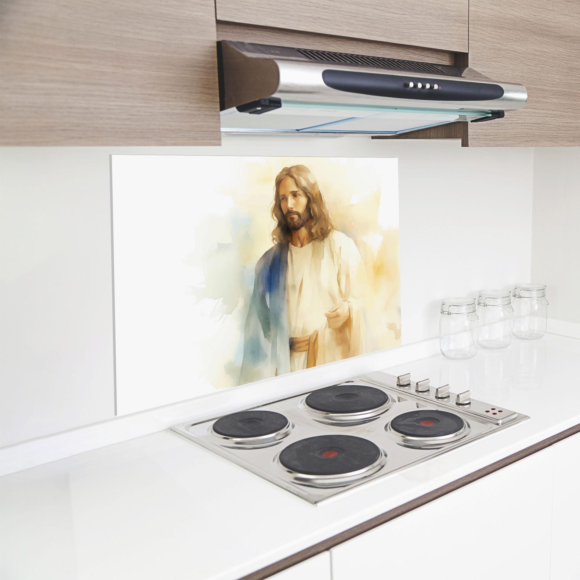 Panou Sticla Bucatarie Jesus Light Art mockup 8