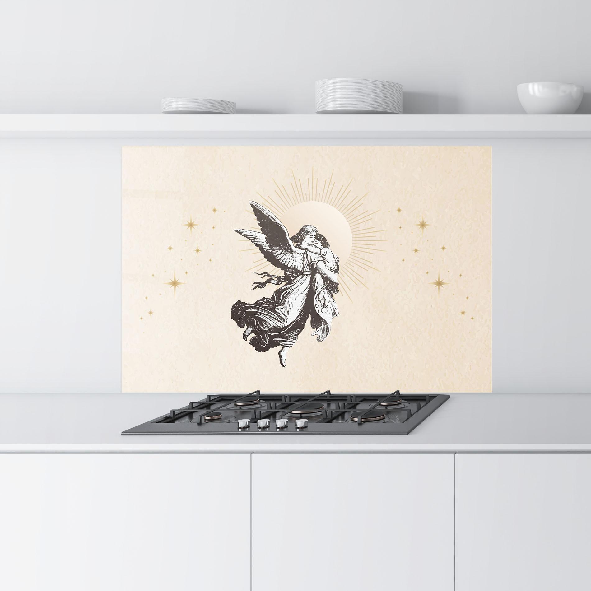 Panou Sticla Bucatarie Cream Angel Stars mockup 9