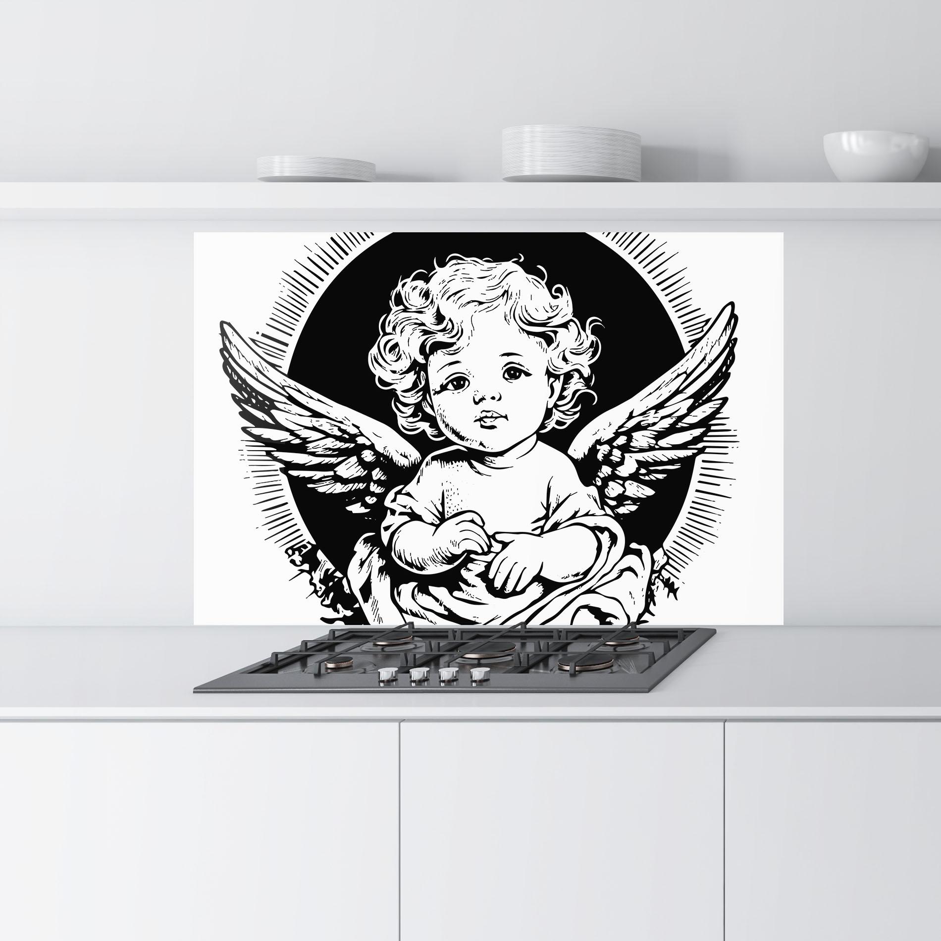 Panou Sticla Bucatarie Cute Baby Angel mockup 9