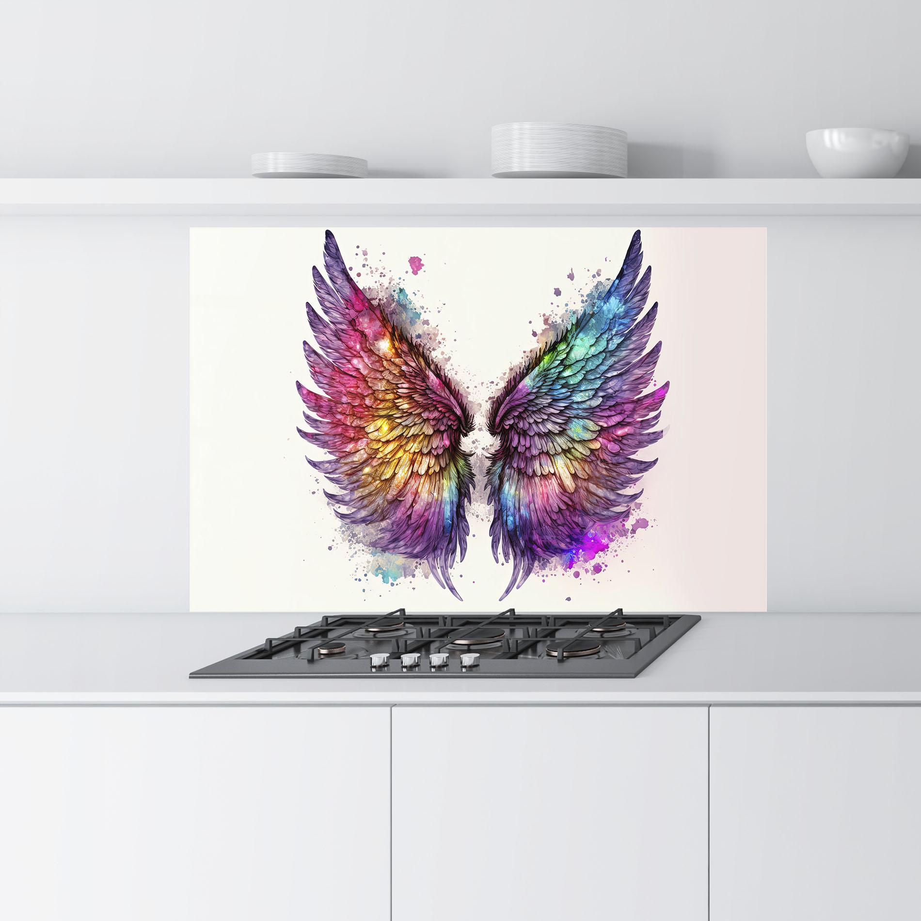 Panou Sticla Bucatarie Magic Watercolor Wings mockup 9