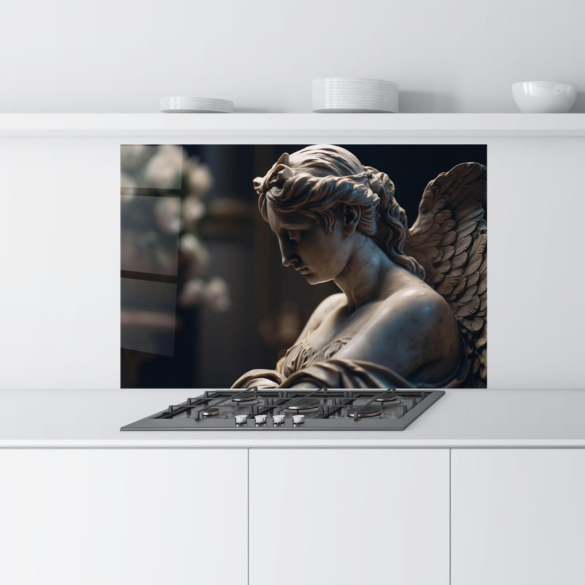 Panou Sticla Bucatarie Praying Woman mockup 9