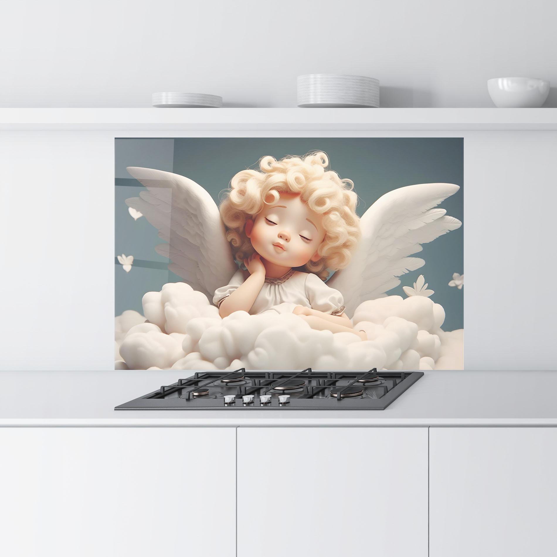 Panou Sticla Bucatarie Statue Baby Angel mockup 9