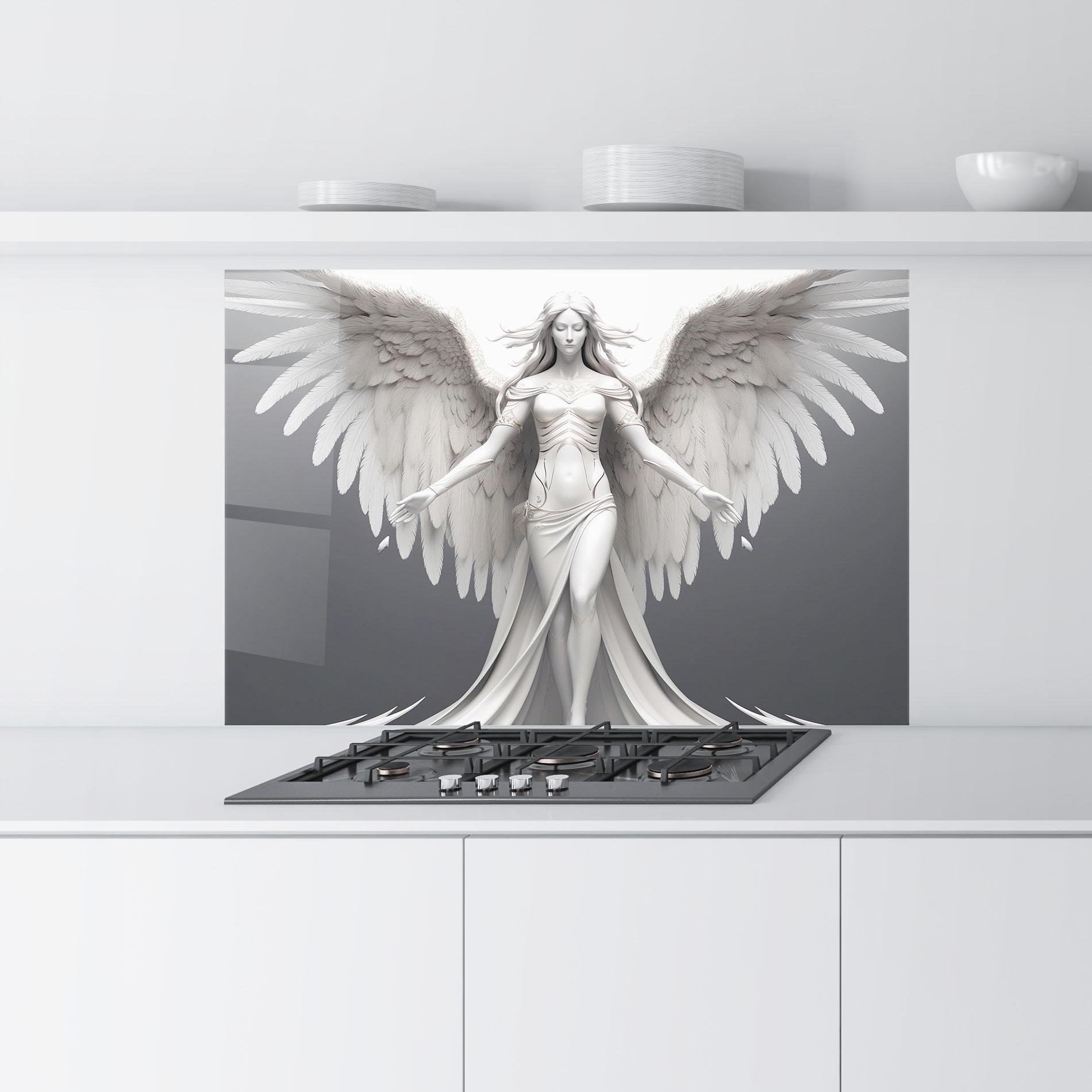 Panou Sticla Bucatarie White Stone Woman mockup 9