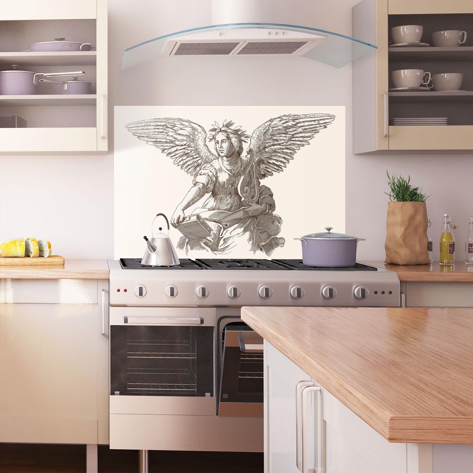 Panou Sticla Bucatarie Brown Line Angel mockup 1