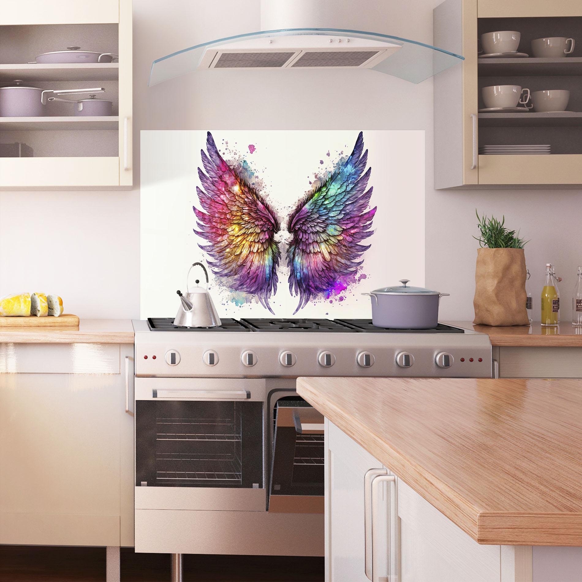 Panou Sticla Bucatarie Magic Watercolor Wings mockup 1
