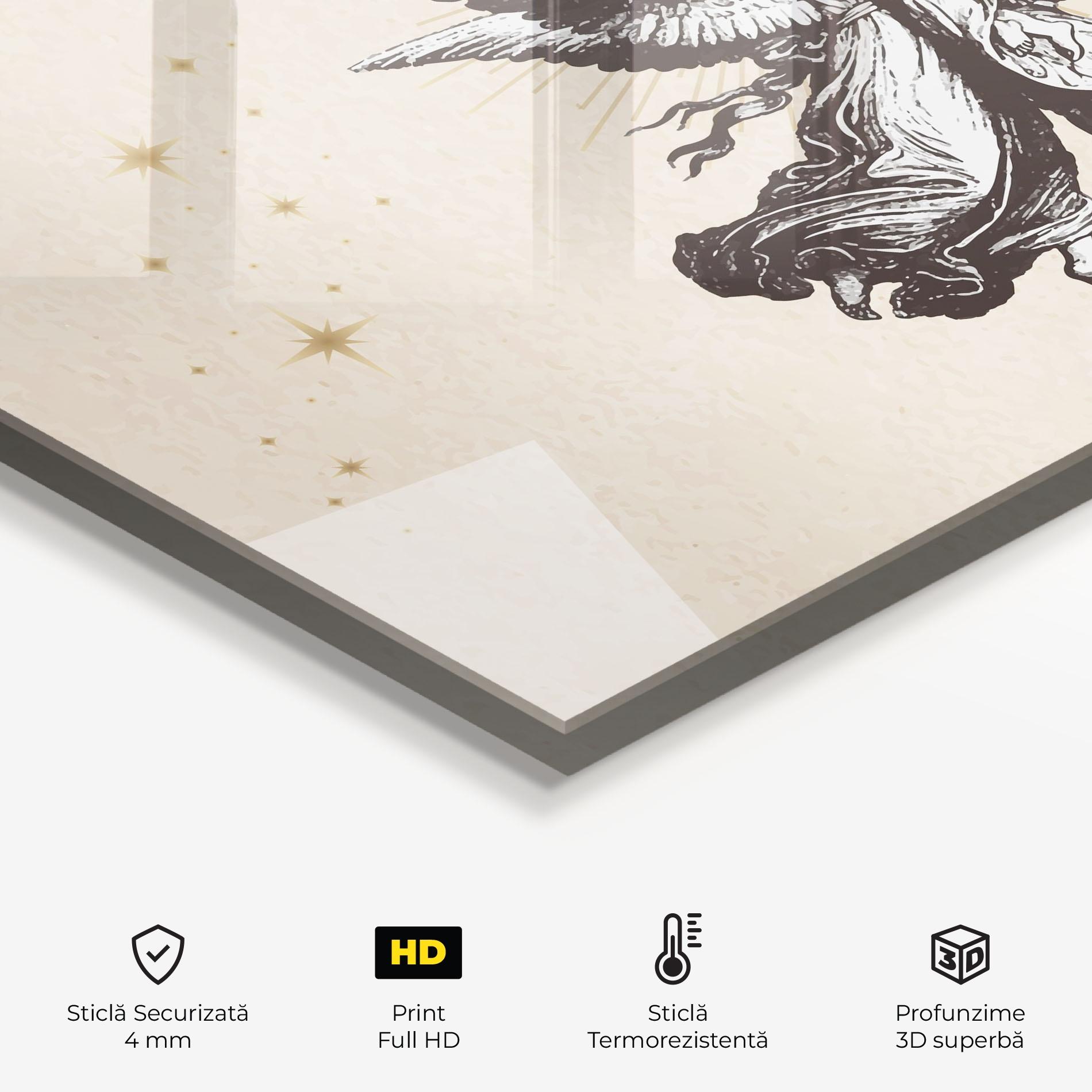 Panou Sticla Bucatarie Cream Angel Stars mockup 2