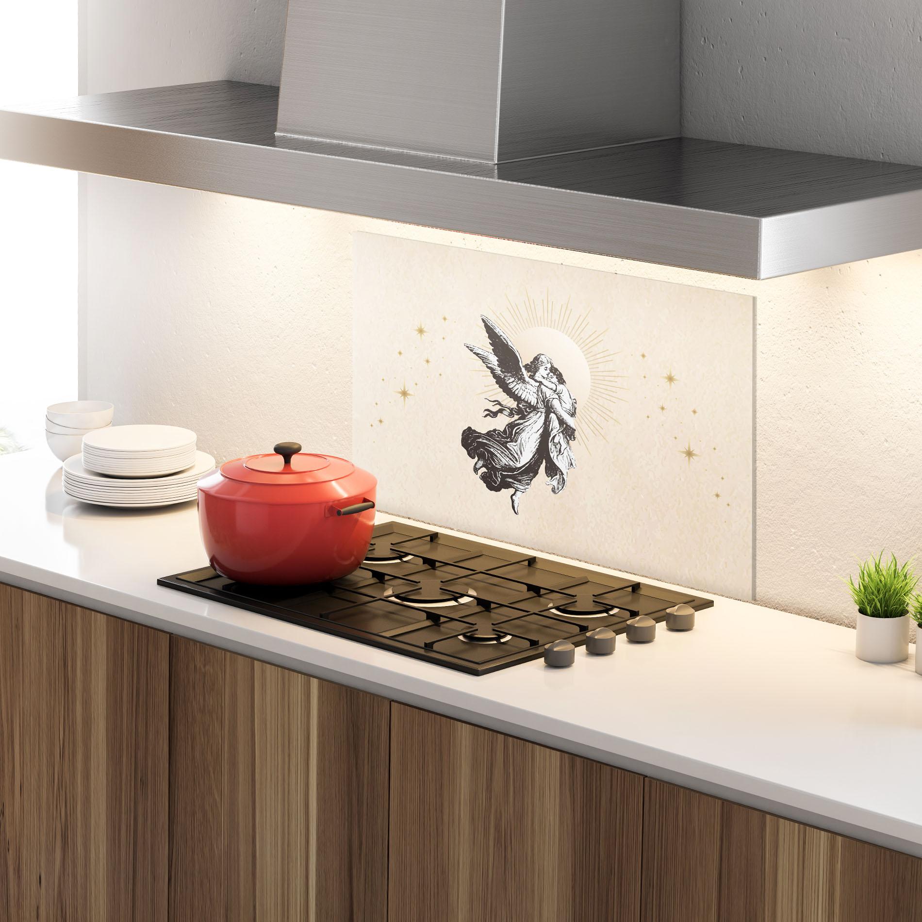 Panou Sticla Bucatarie Cream Angel Stars mockup 4