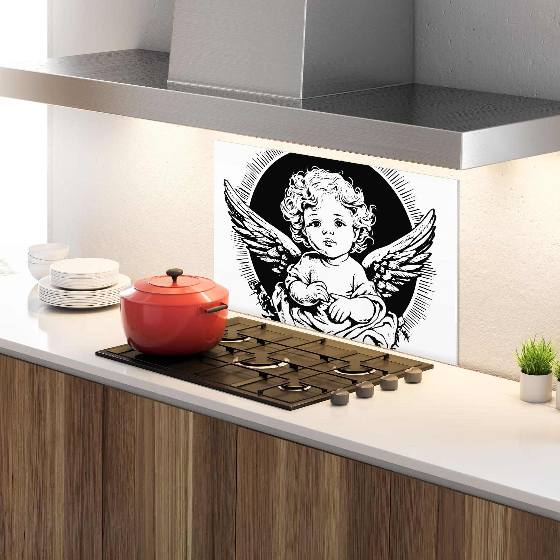 Panou Sticla Bucatarie Cute Baby Angel mockup 4